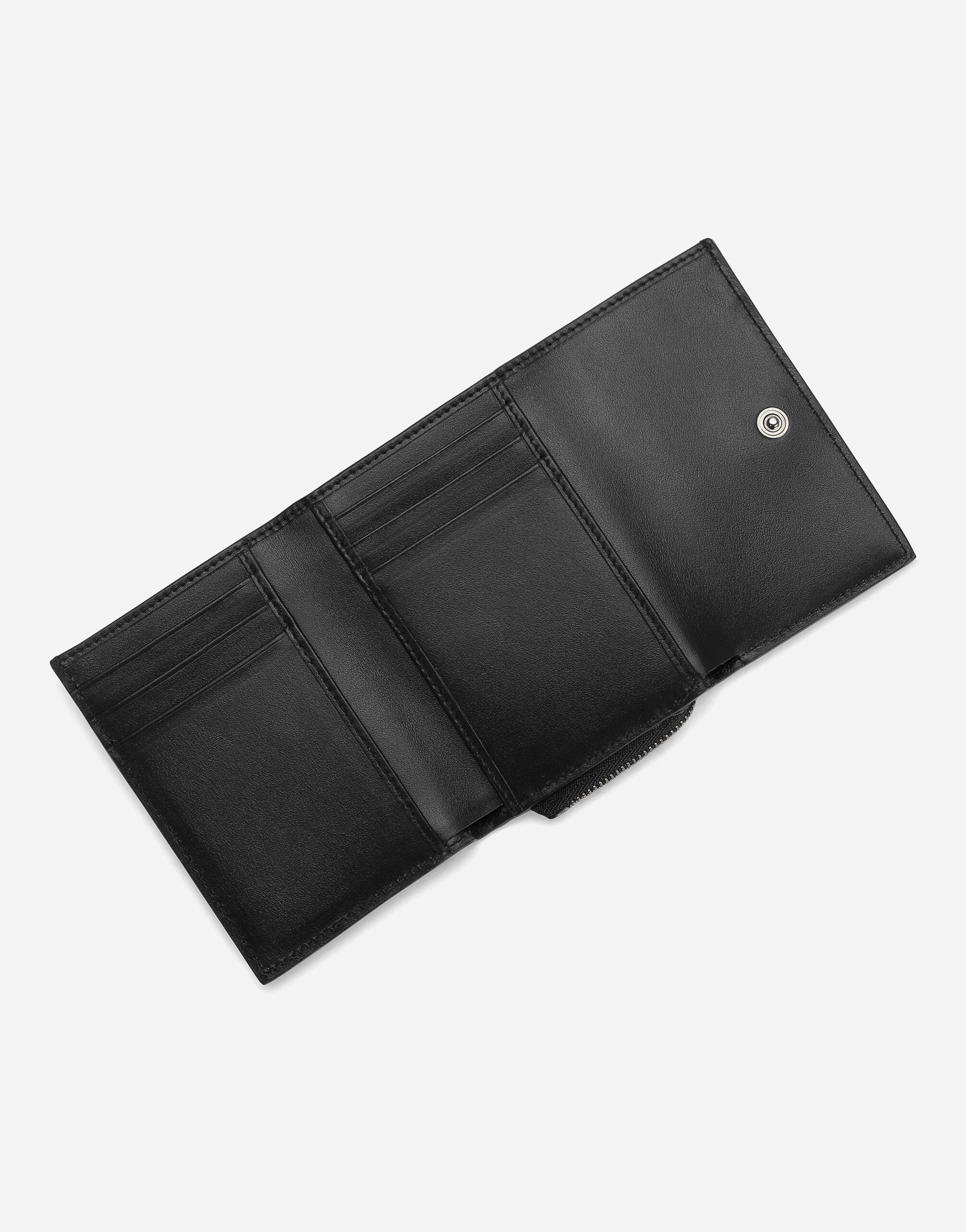 Calfskin French flap wallet with logo - 4