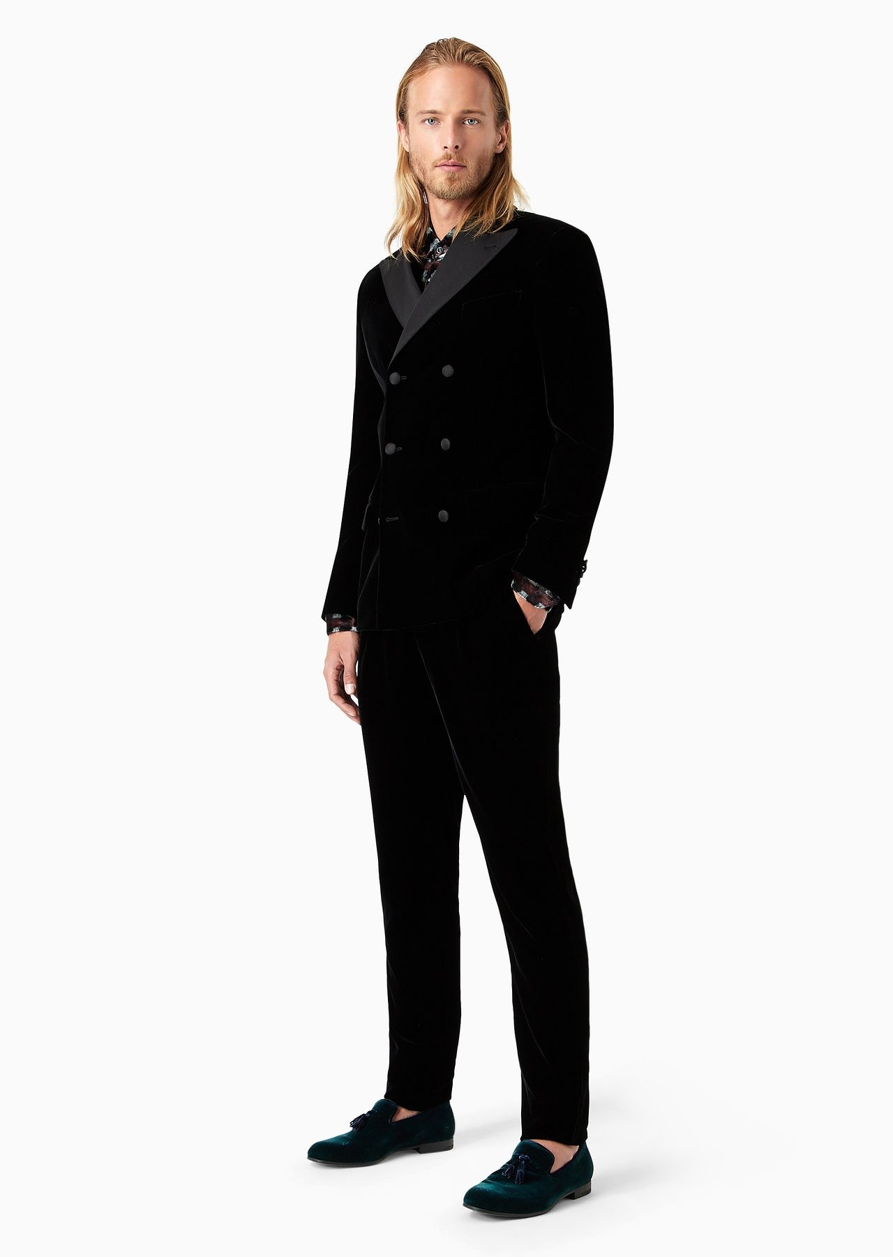 Madison line full-canvas velvet suit with a double-breasted jacket - 2