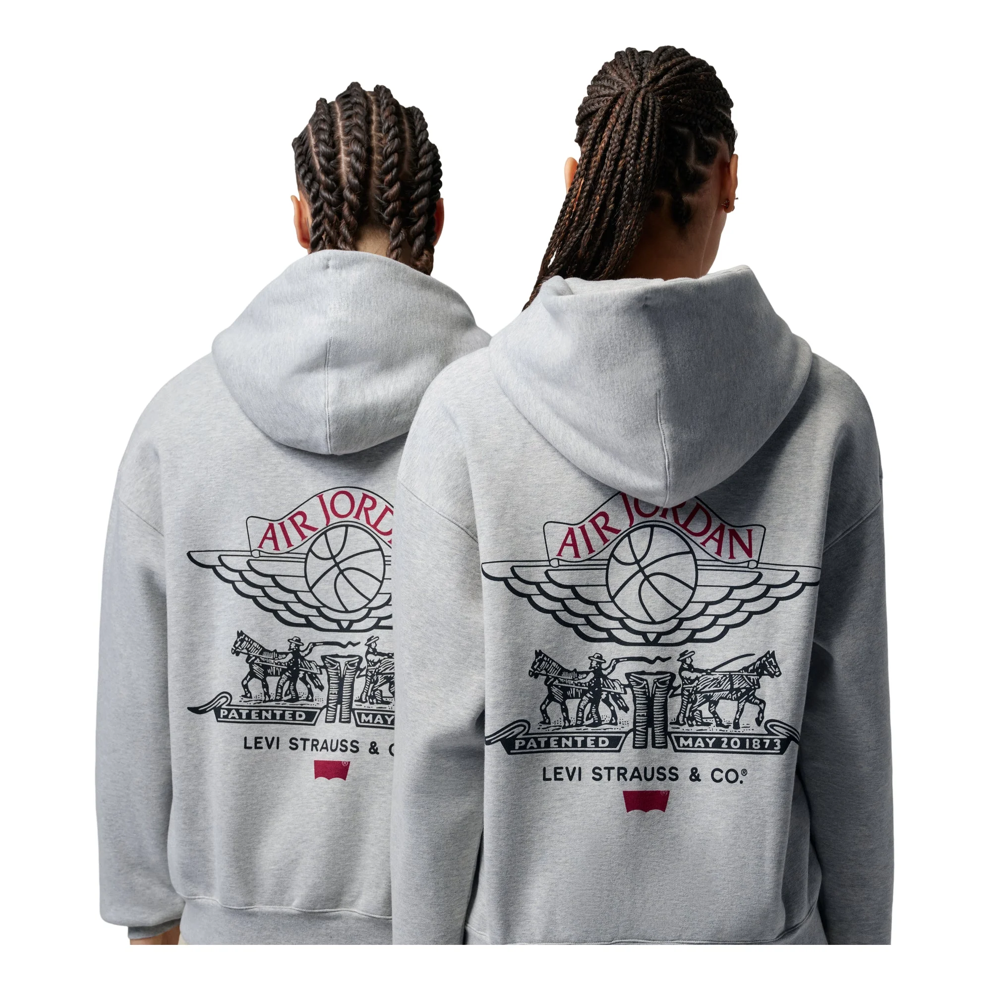Air Jordan x Levi's Full-Zip Hoodie Asia Sizing 'Grey Heather Black Gym Red' IM6735-050 - 1