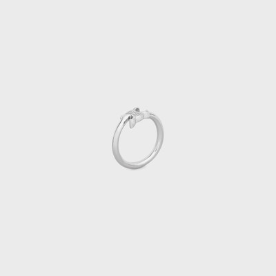 CELINE Triomphe Asymmetric Ring in Brass with Rhodium Finish outlook