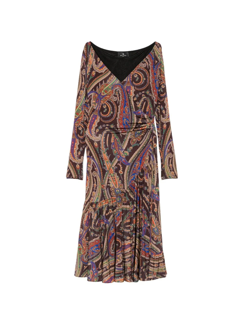 paisley-print gathered midi dress - 1