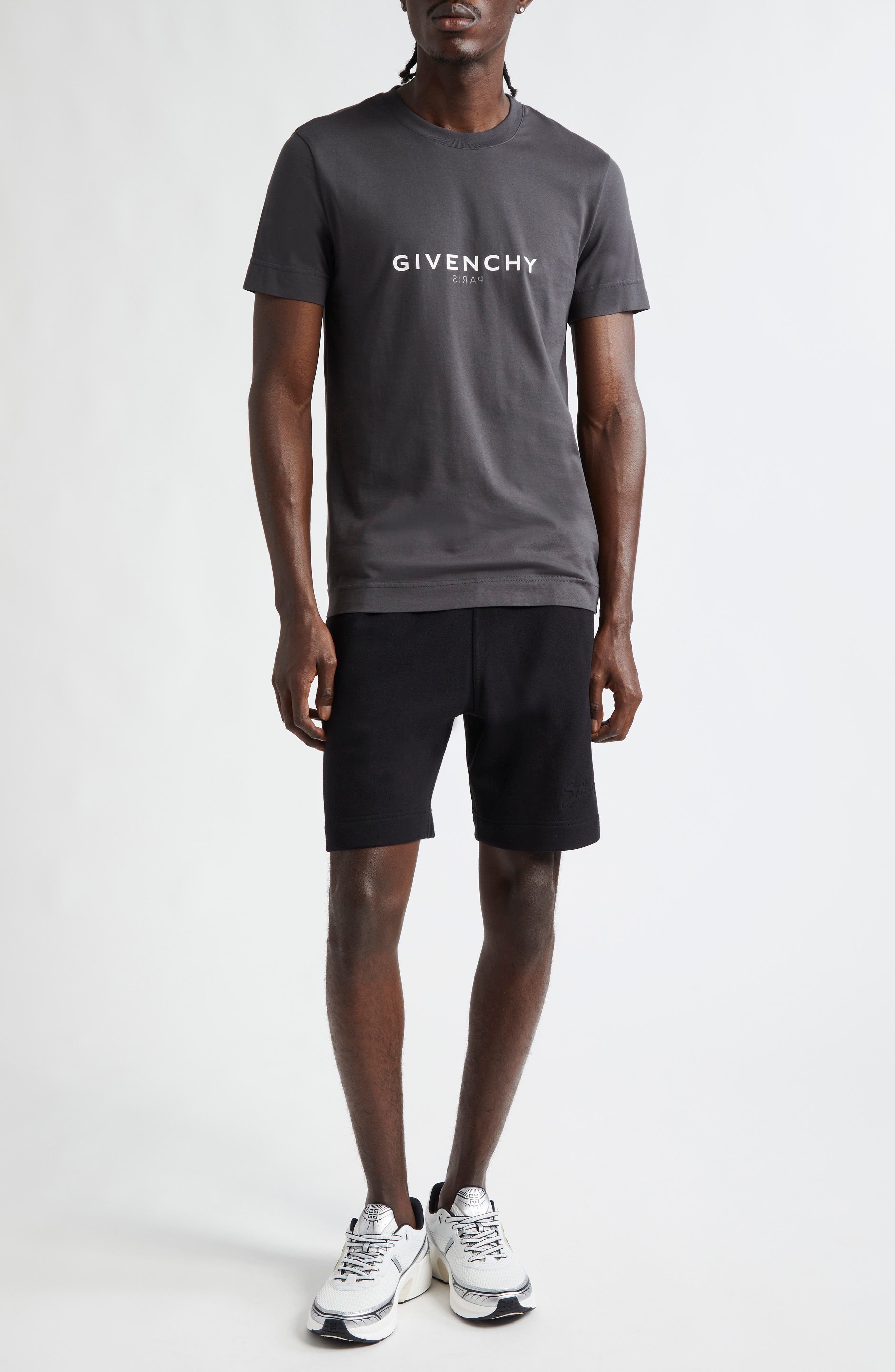 Givenchy Logo Script Cotton Sweat Shorts in Black at Nordstrom - 2