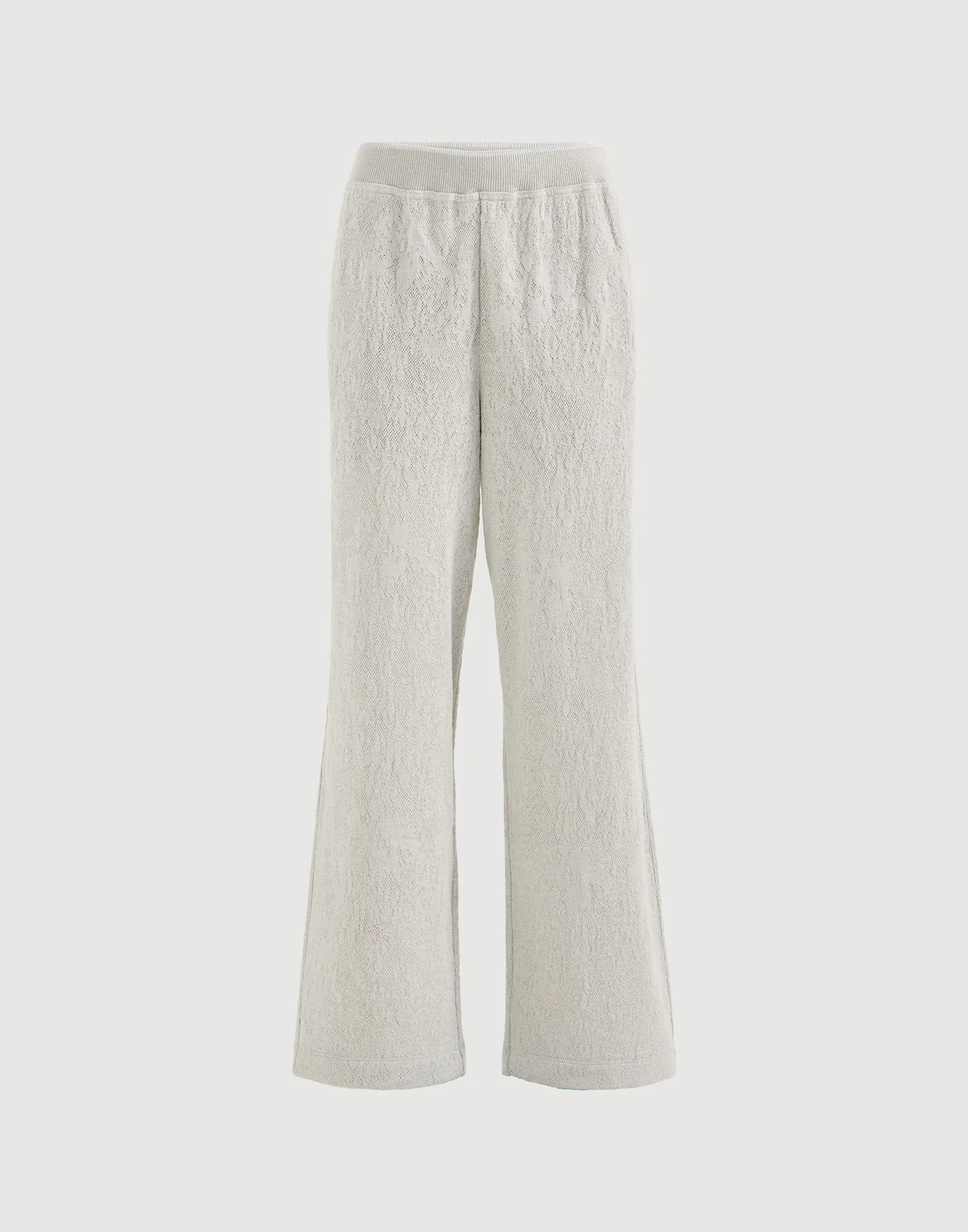 Lace flowers jersey track trousers in sparkling virgin wool and cashmere - 1