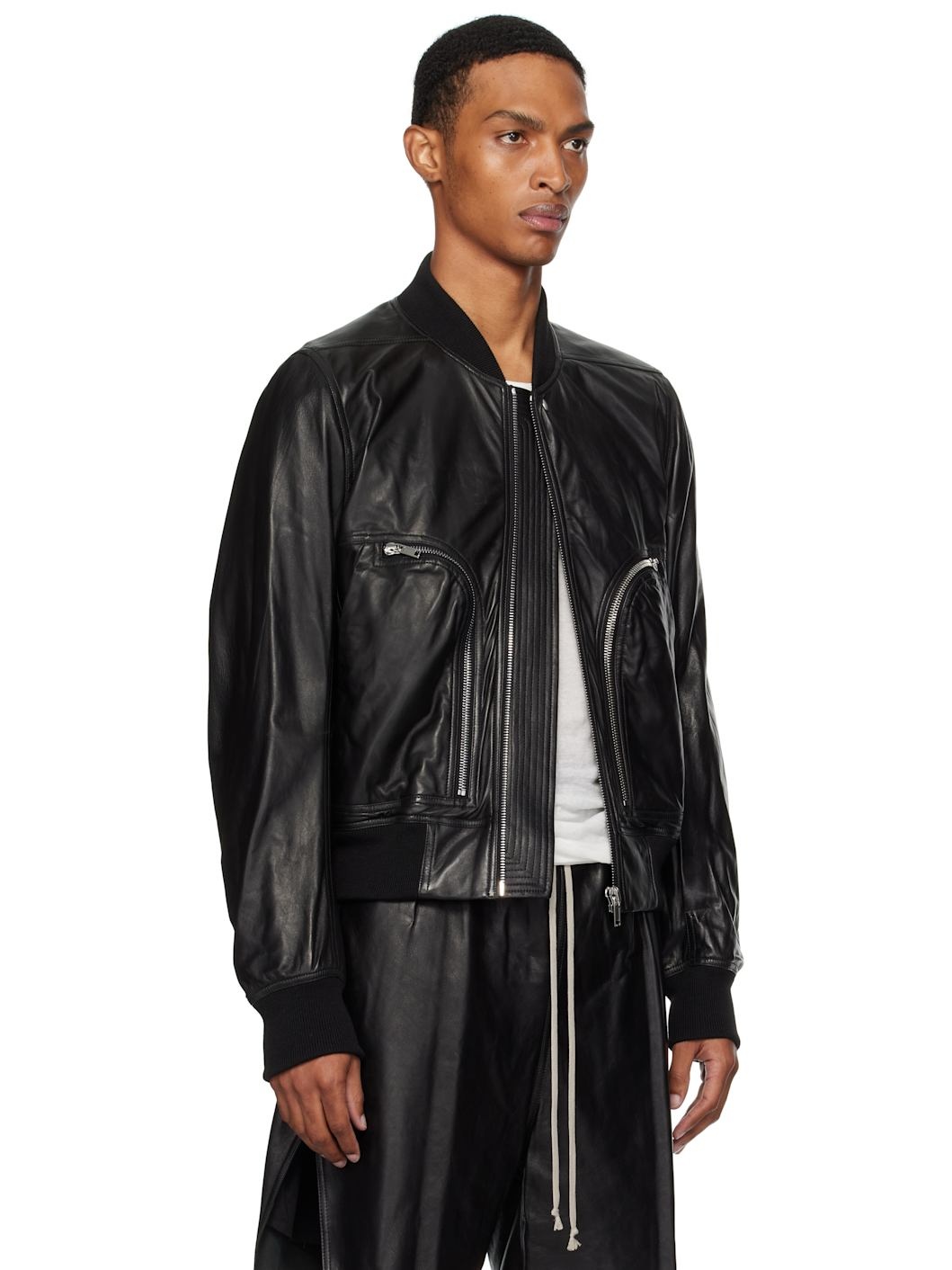 Black Concordians Bauhaus Flight Leather Bomber Jacket - 2