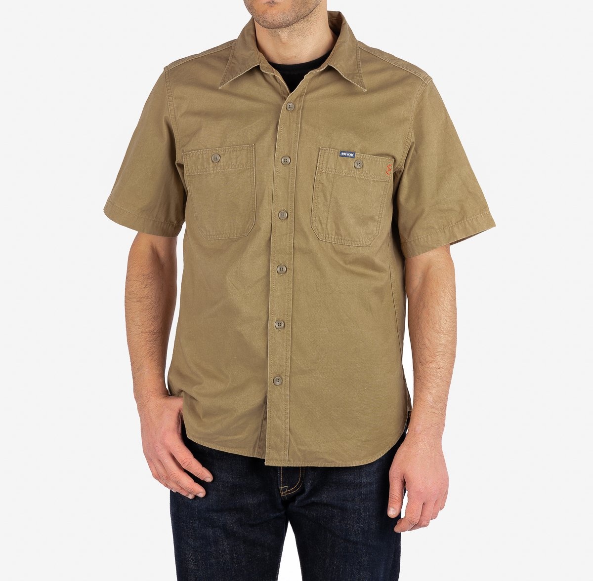 IHSH-393-KHA 7oz Fatigue Cloth Short Sleeved Work Shirt - Khaki - 2