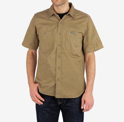 Iron Heart IHSH-393-KHA 7oz Fatigue Cloth Short Sleeved Work Shirt - Khaki outlook