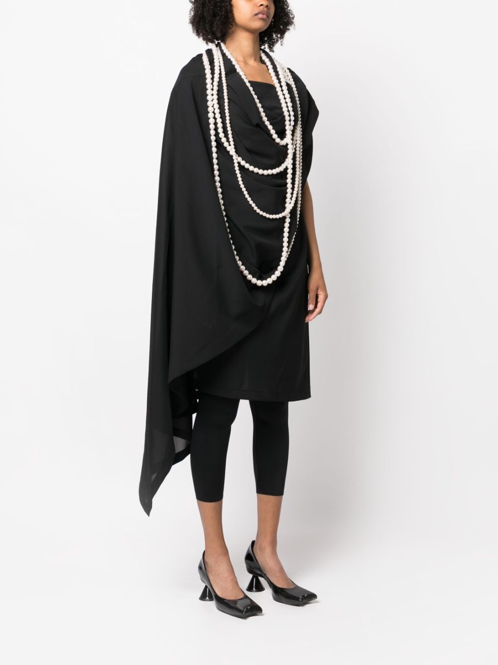asymmetric pearl-detail minidress - 3
