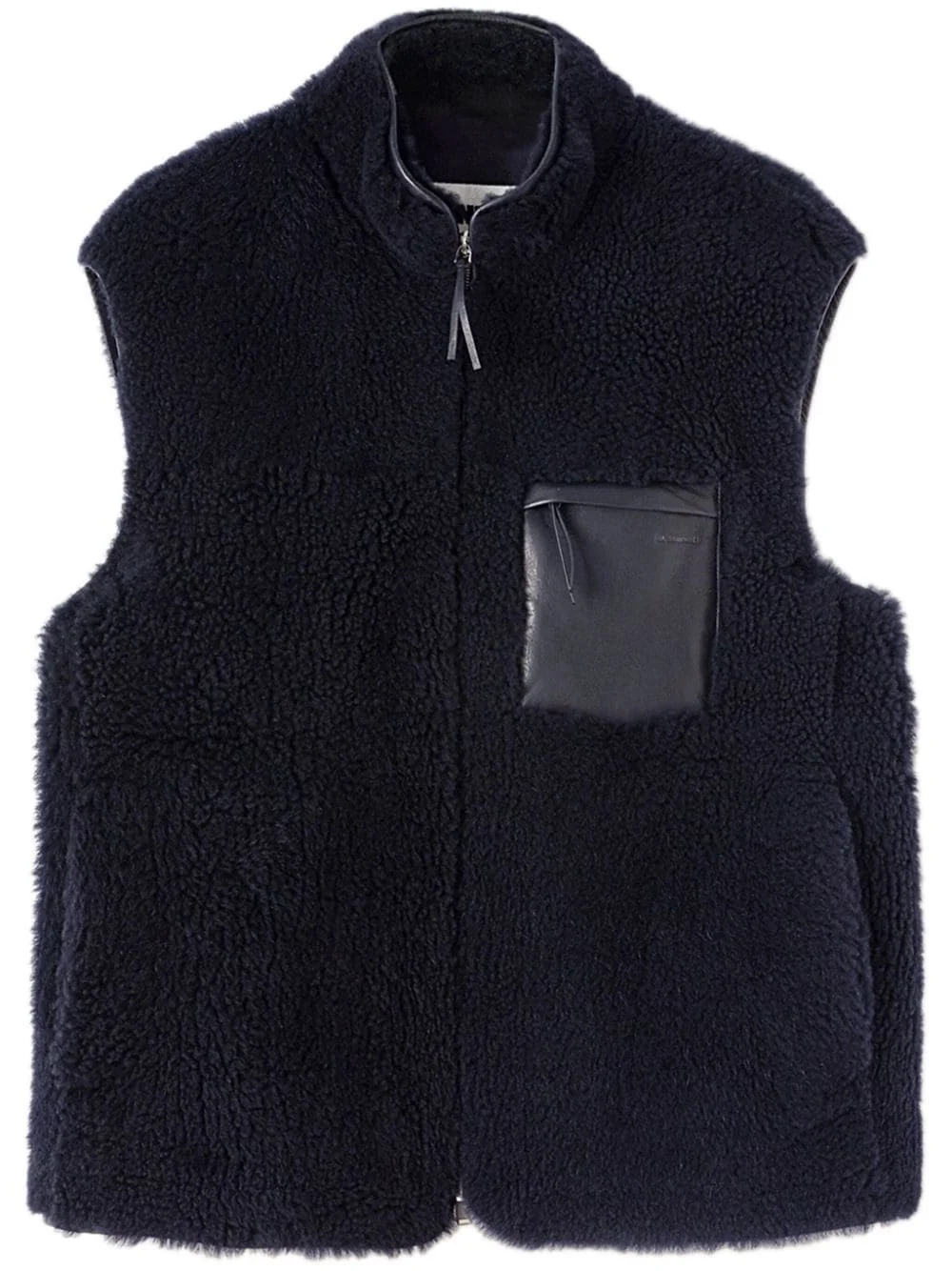 leather-trim shearling gilet - 1