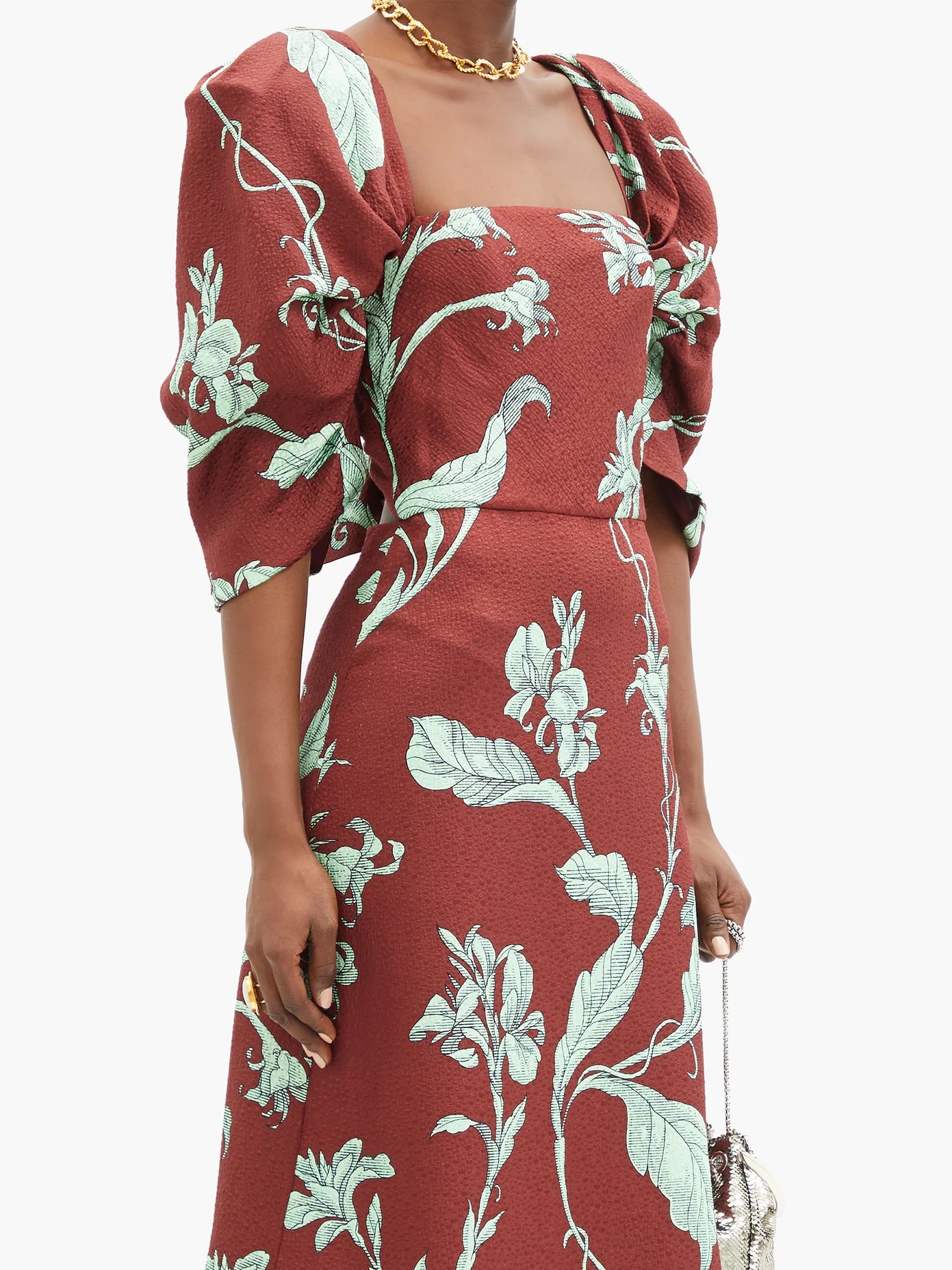 Rayo de Esperanza belted floral jacquard dress - 6