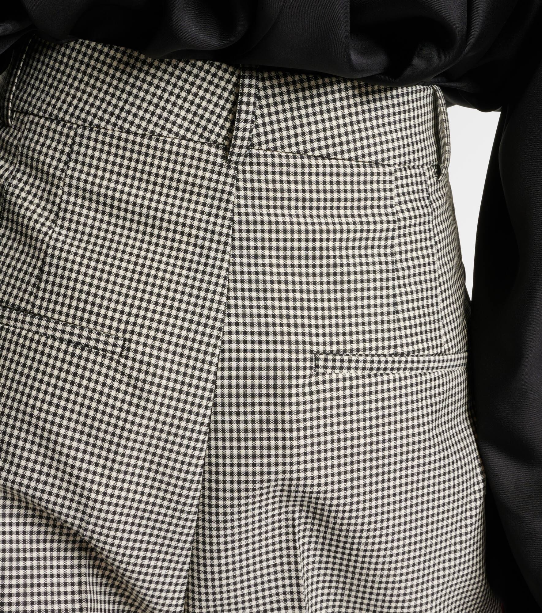 Gingham wool-blend wide-leg pants - 6