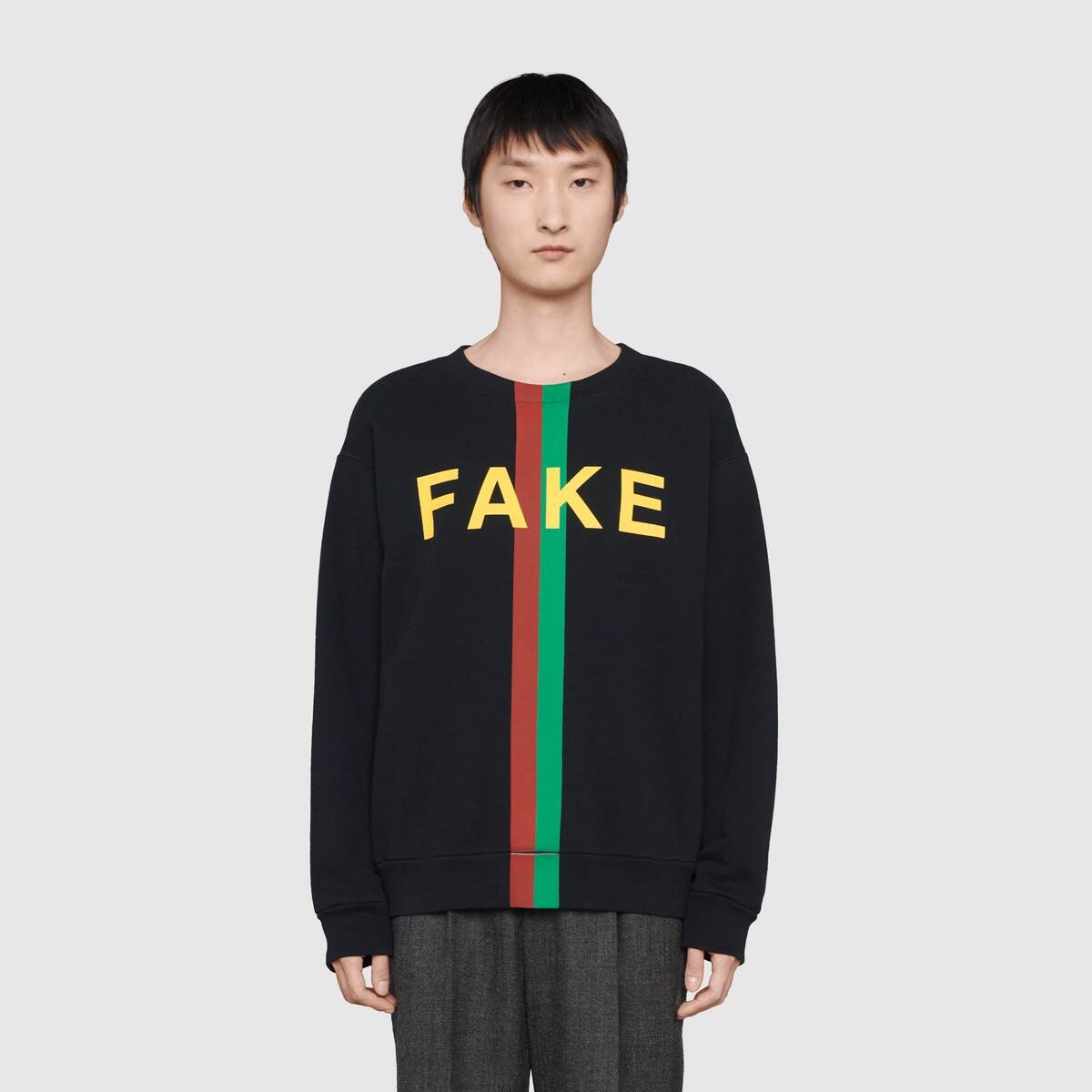 'Fake/Not' print sweatshirt - 4