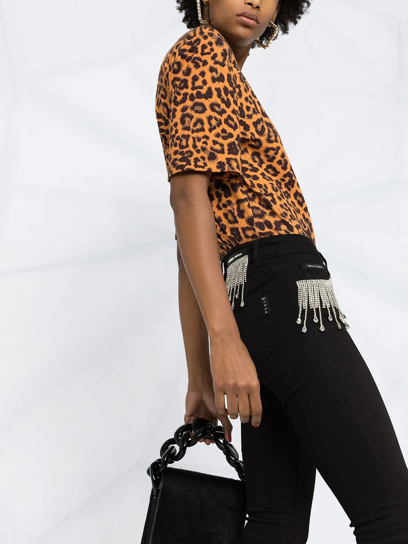 crystal fringe-embellished skinny jeans 3