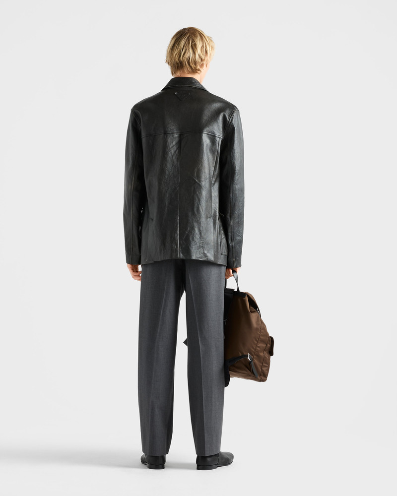 Double-breasted nappa leather caban jacket 5