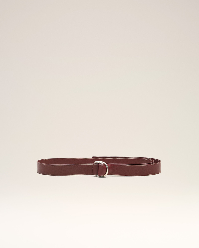 BURGUNDY SUPPLE LEATHER DOUBLE BUCKLE 35MM BELT 1