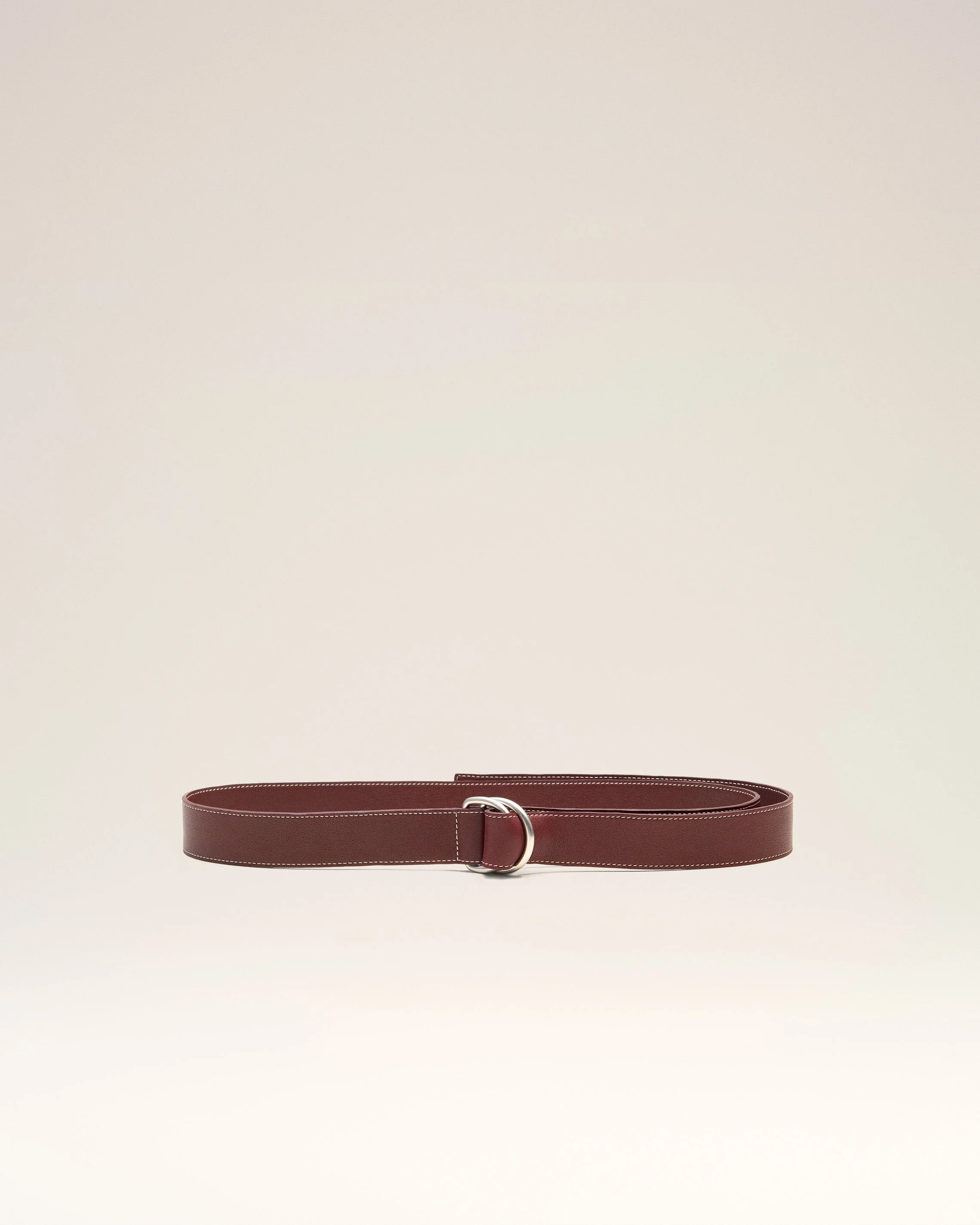 BURGUNDY SUPPLE LEATHER DOUBLE BUCKLE 35MM BELT - 1