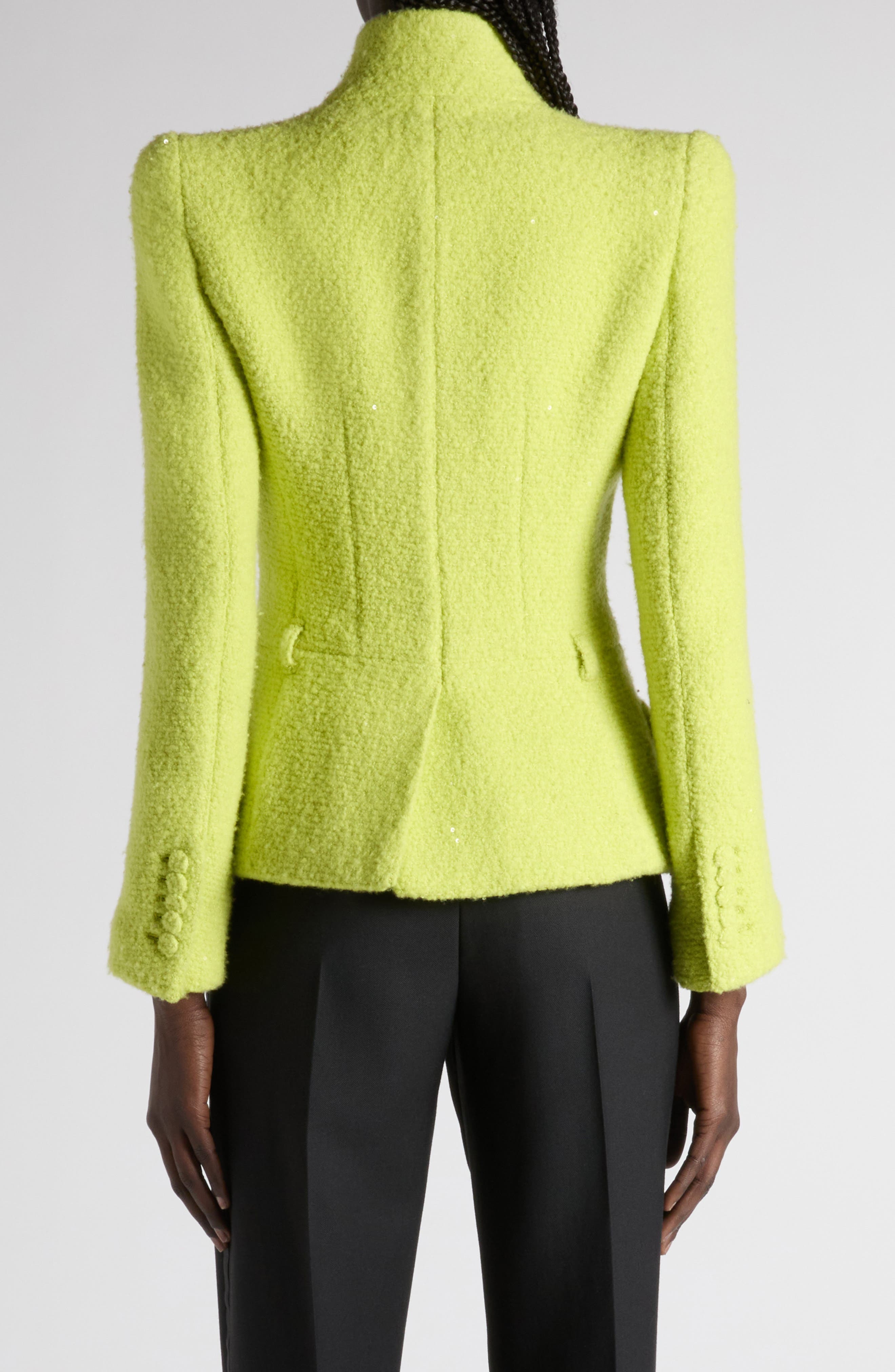 TOM FORD Sequin Tweed Double Breasted Jacket in Wild Lime at Nordstrom - 3