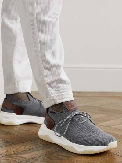 Berluti Shadow Venezia Leather-Trimmed Stretch-Knit Sneakers outlook