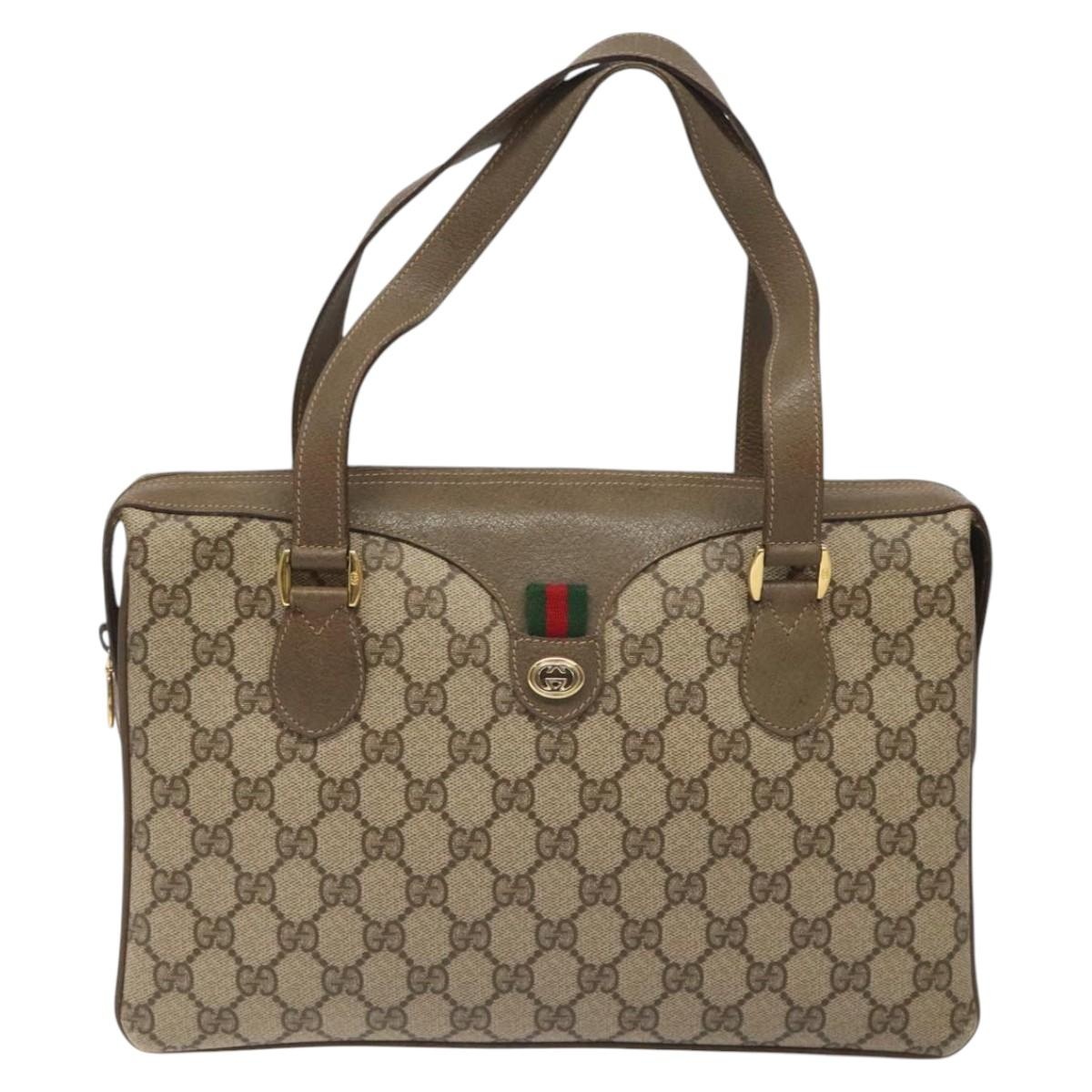 GUCCI GG Supreme Web Sherry Line Hand Bag Pvc Beige Gold 41 02 079 - 13