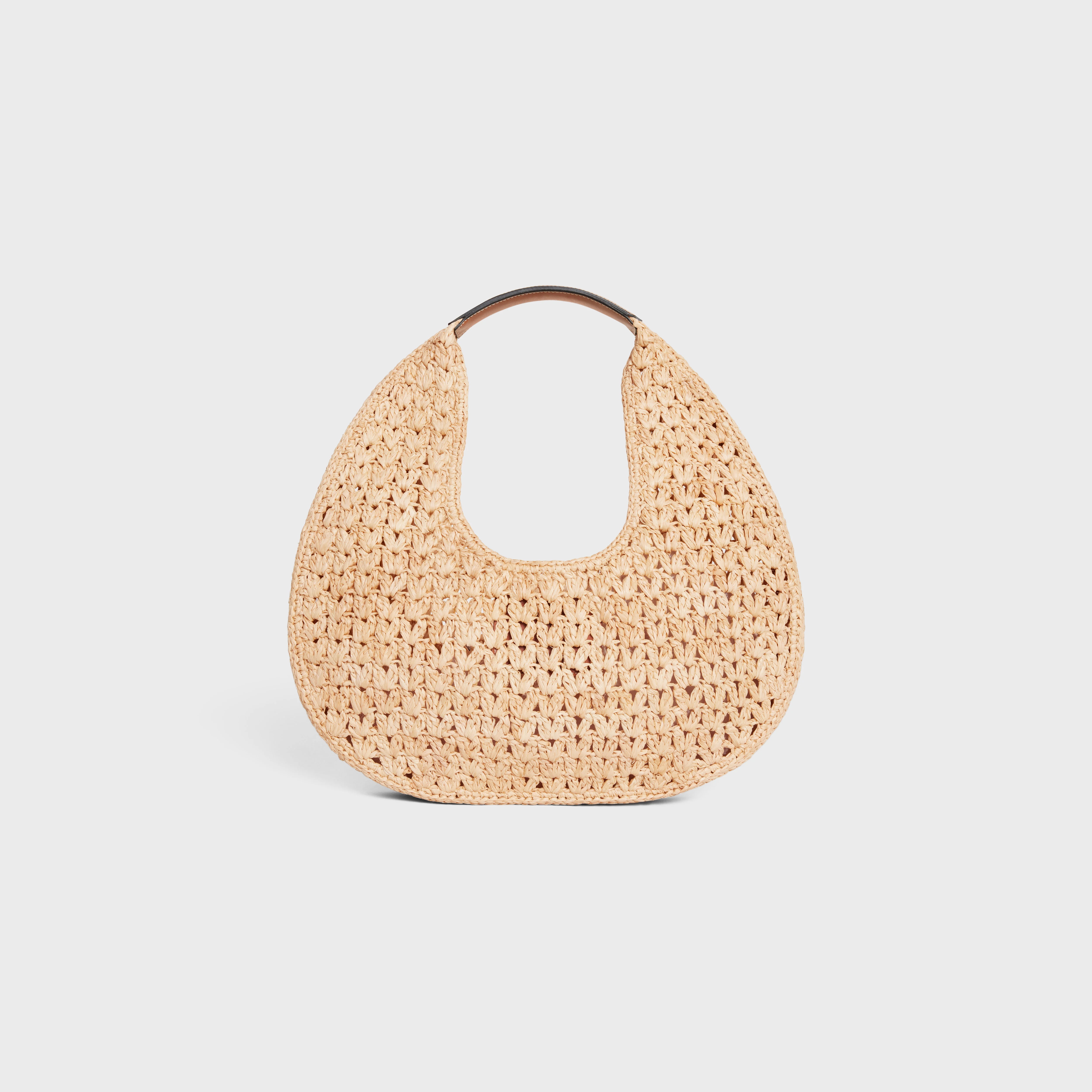 CELINE celine classic panier HOBO BAG in Raffia and Calfskin