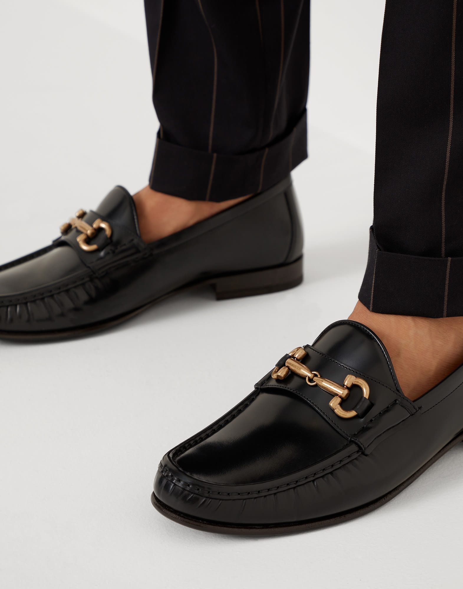 Aged calfskin loafers with bit - 4