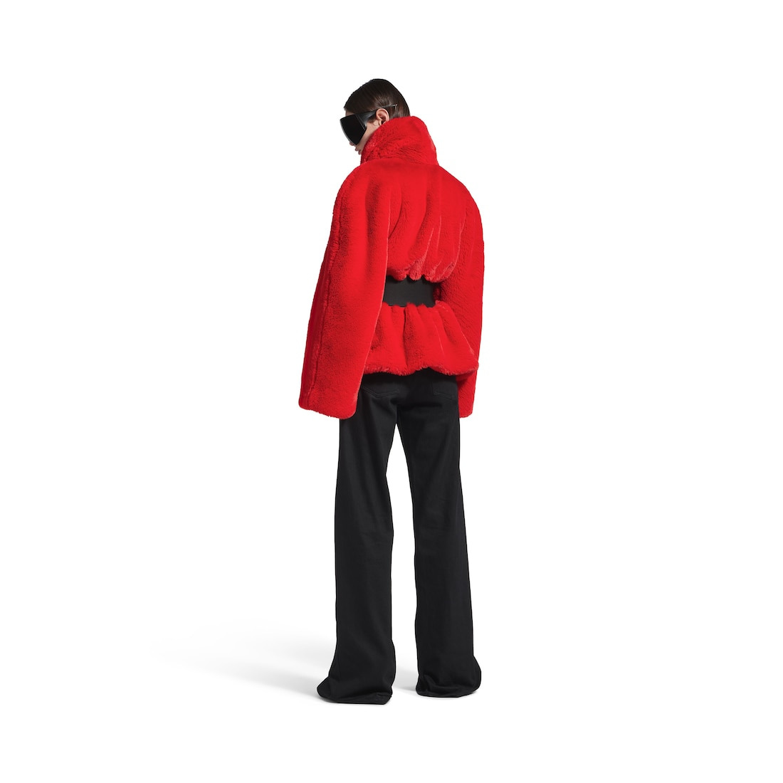 Women's Wrap Animal- Free Fur Coat in Red - 4