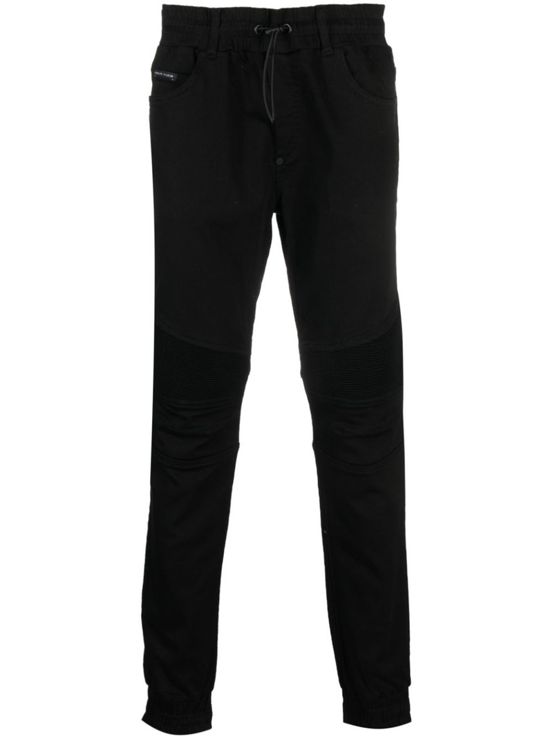 panelled-design denim track pants 1