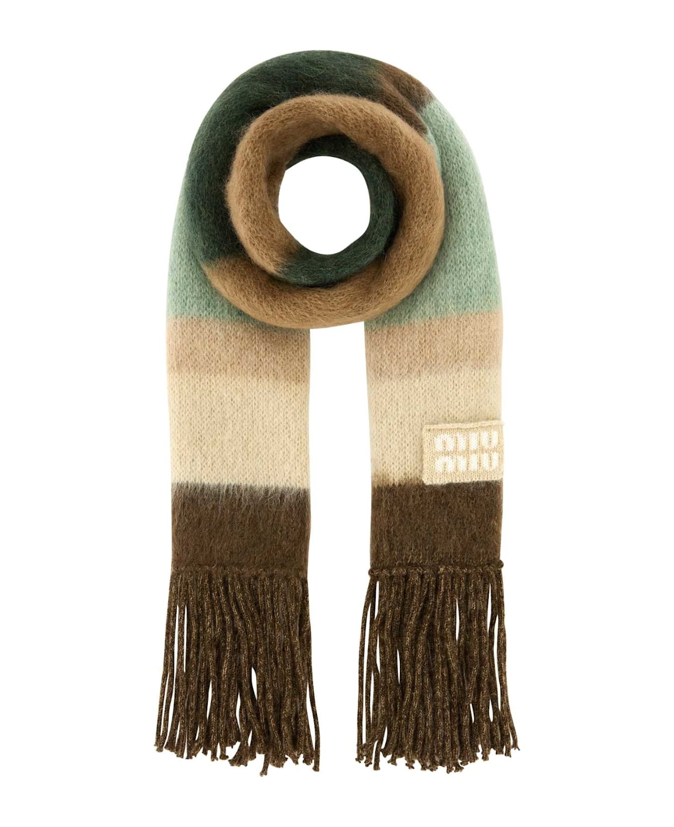 ヘアアクセサリー MIUMIU STRIPED MOHAIR BLEND SCARF Miu Miu Embroidered Mohair Blend Scarf | italist | REVERSIBLE