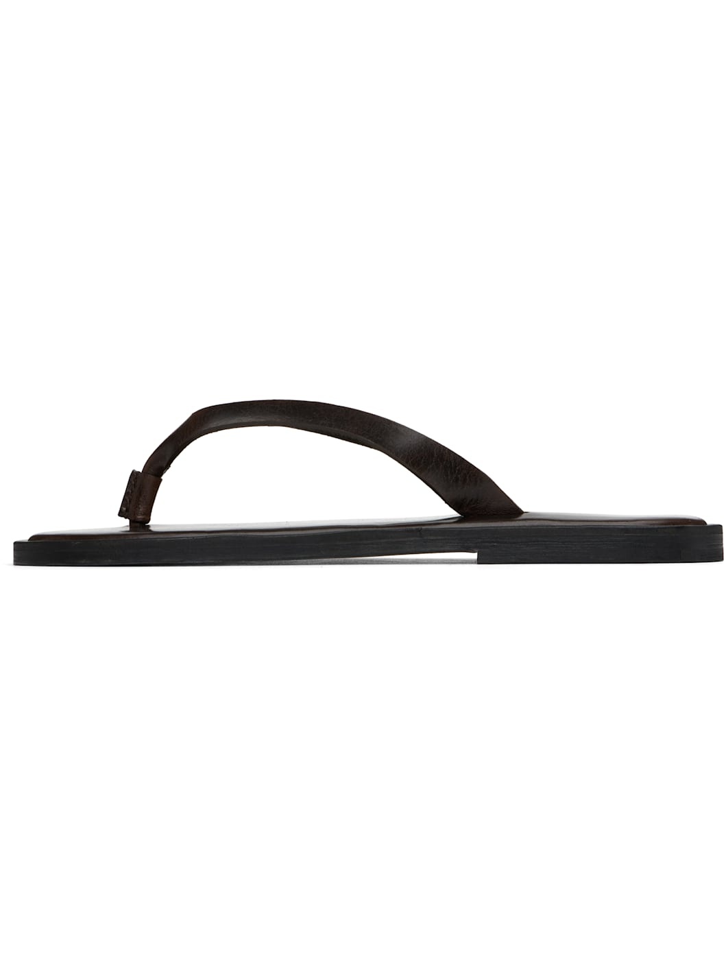 AURALEE Brown Leather Tong Flip-Flops | REVERSIBLE