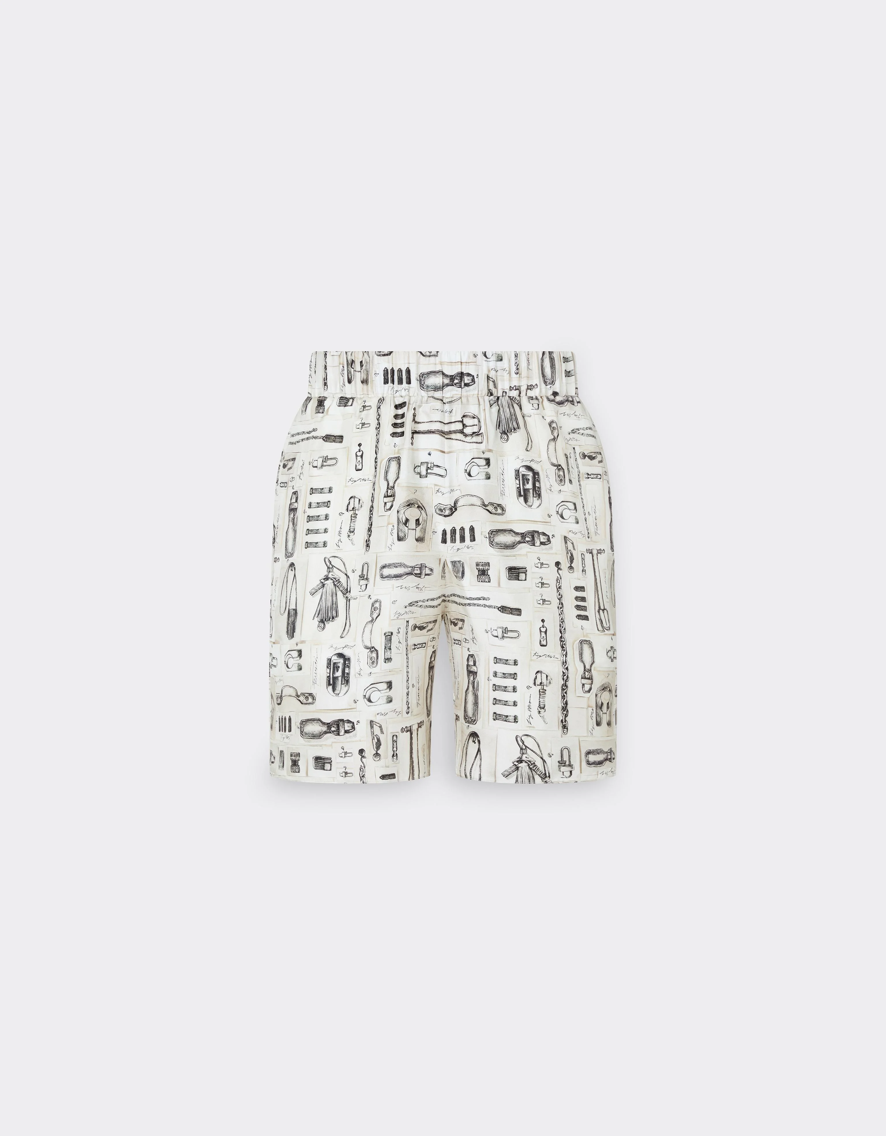 Silk Twill Shorts with Officina Print - 1