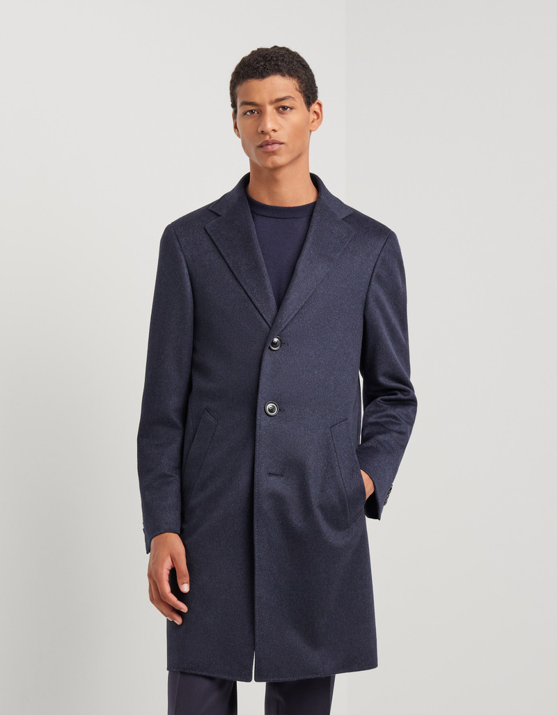 EXCLUSIVE NAVY BLUE PURE CASHMERE COAT 3