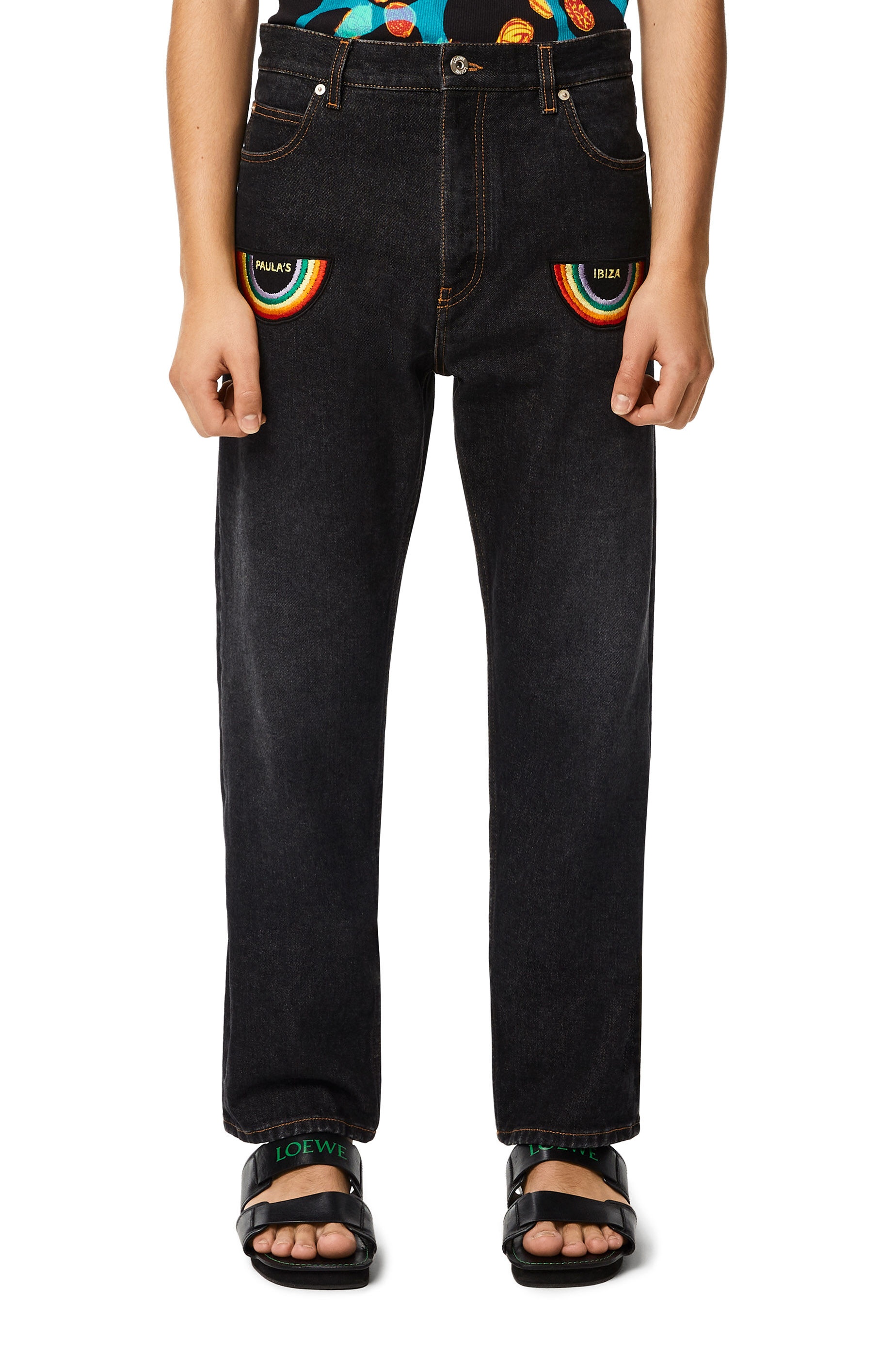Rainbow patch trousers in denim - 3
