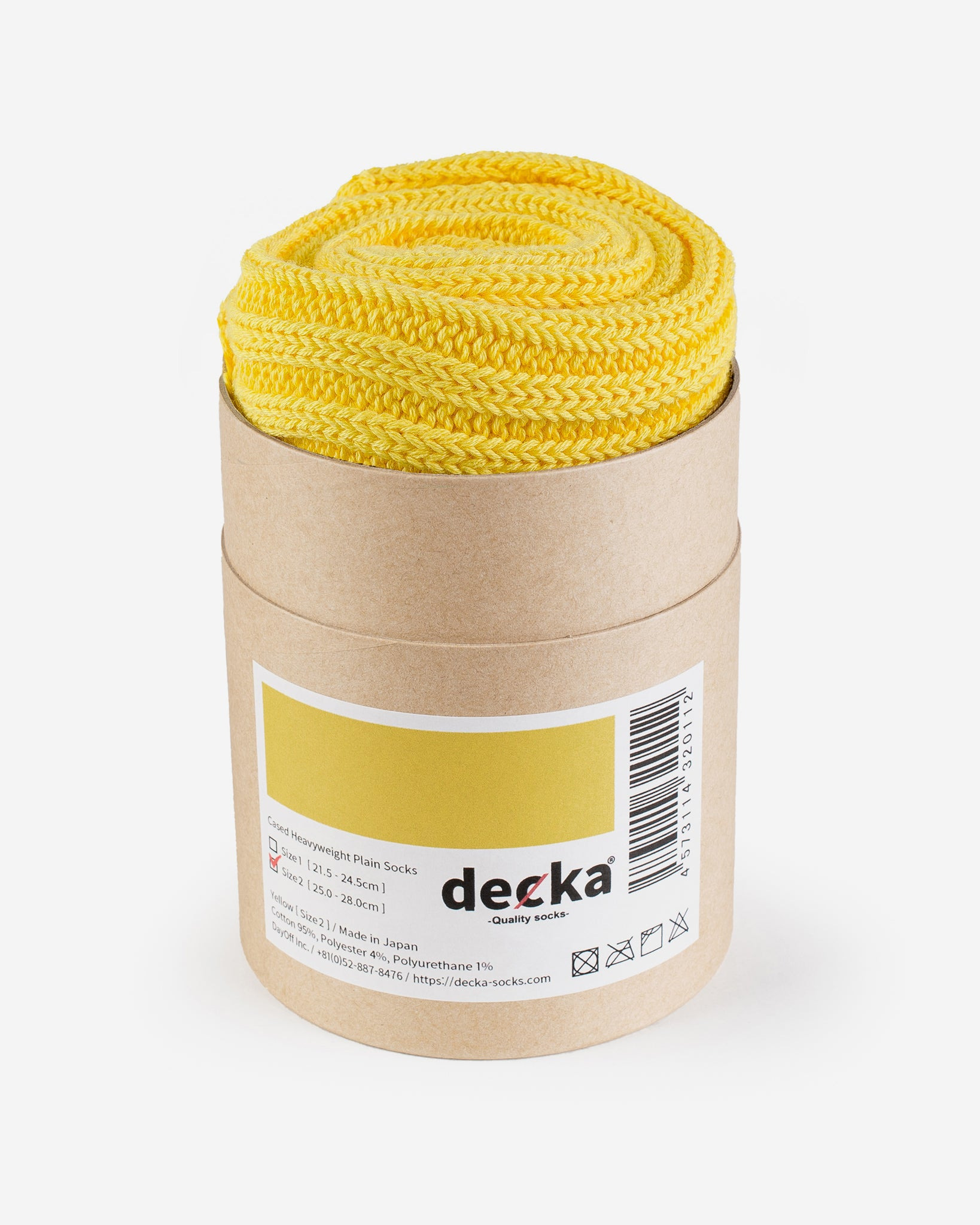 DEC-CAS-N-YEL Decka Cased Heavyweight Plain Socks - Neon Yellow - 1