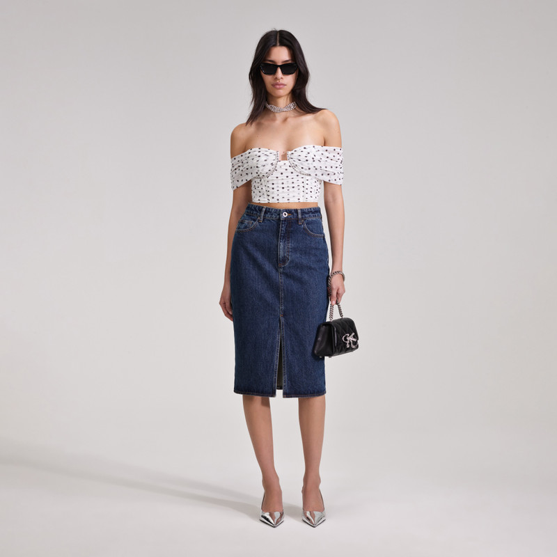 Polka Dot Off Shoulder Mesh Top 1