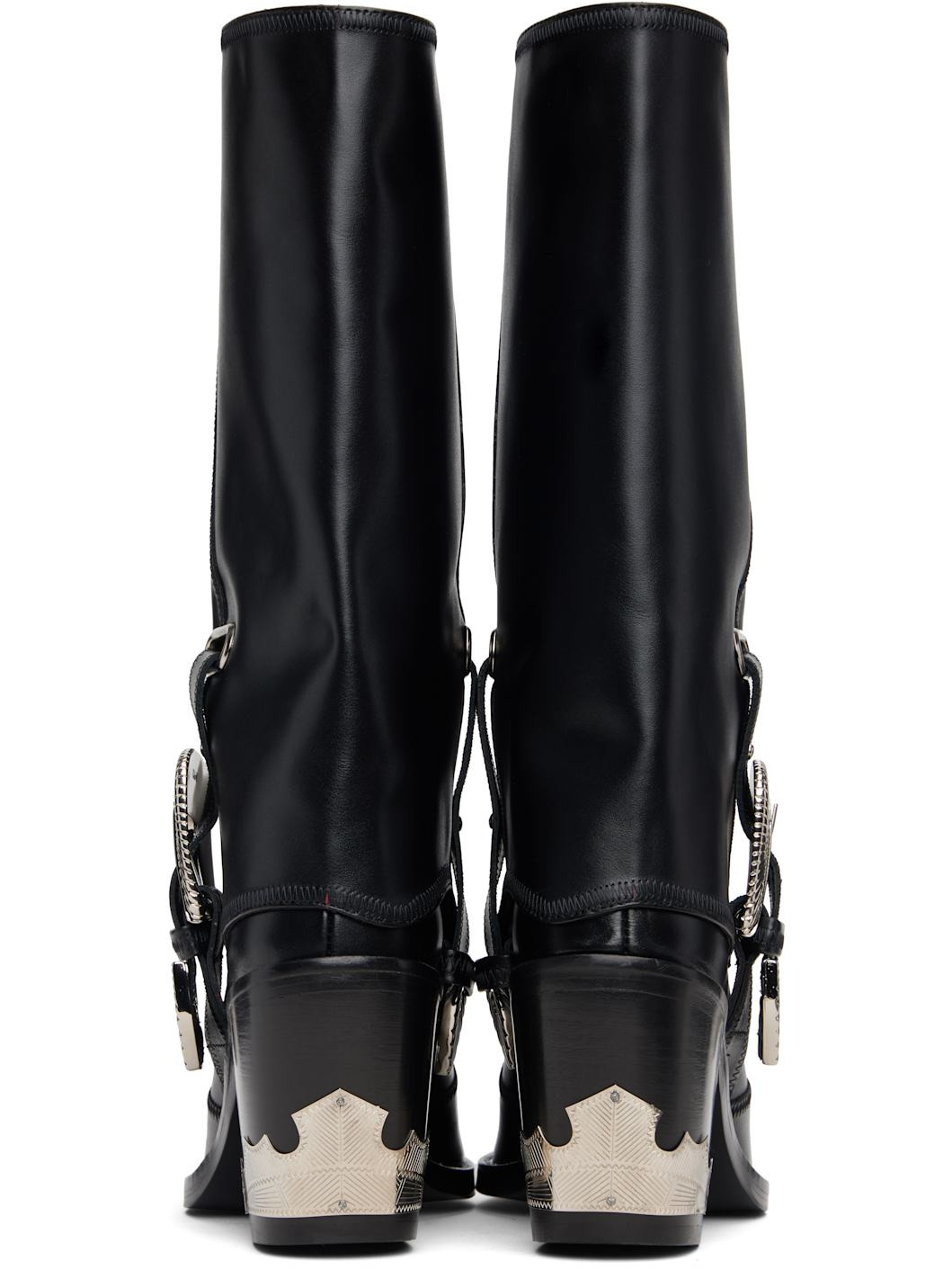 Black Western Style Tall Boot - 2
