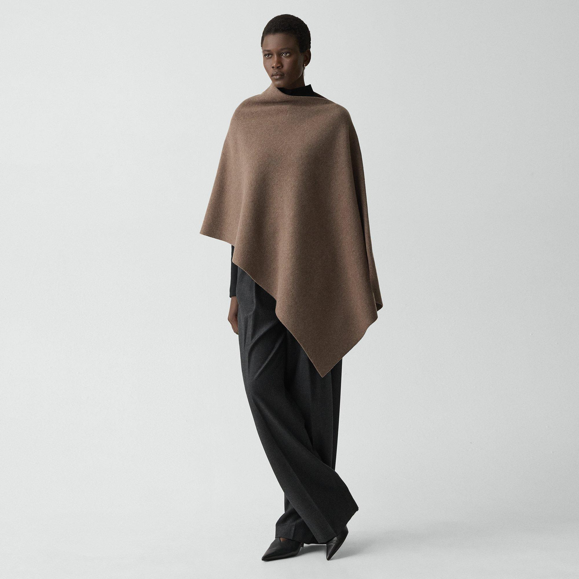 Draped Poncho in Felted Wool-Cashmere - 2