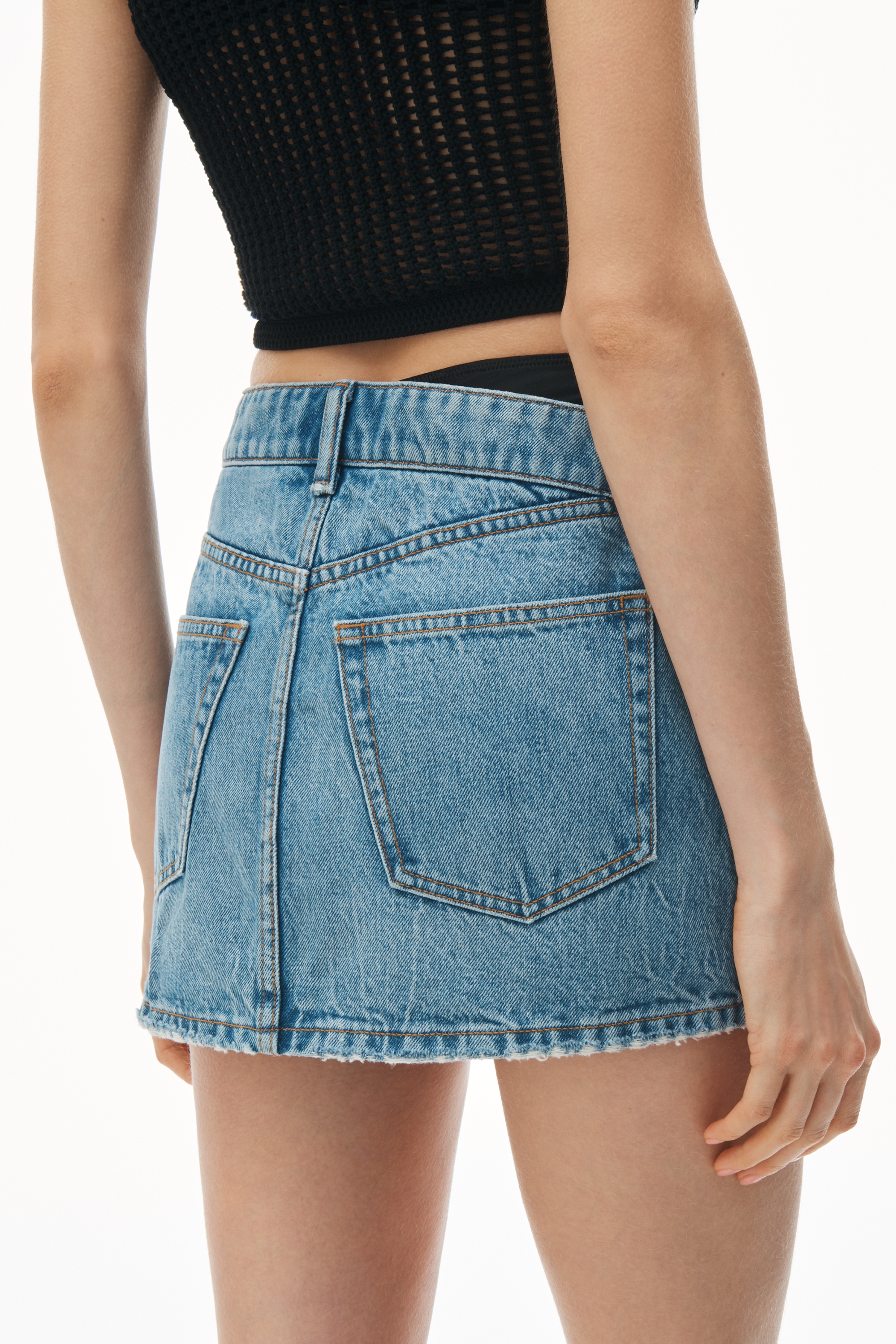 ASYMMETRIC BIKINI LAYER MINI SKIRT IN DENIM - 5