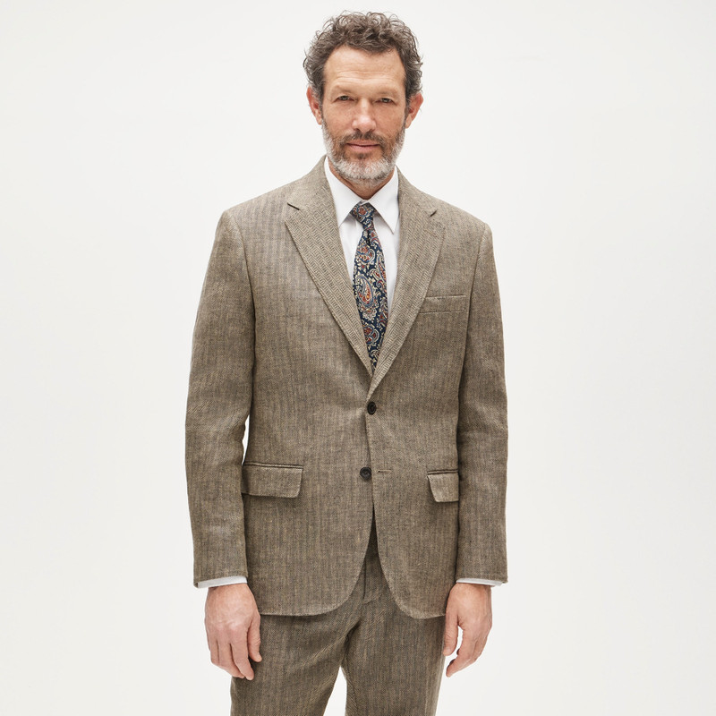 Crosby Classic-fit suit jacket in linen herringbone twill 3