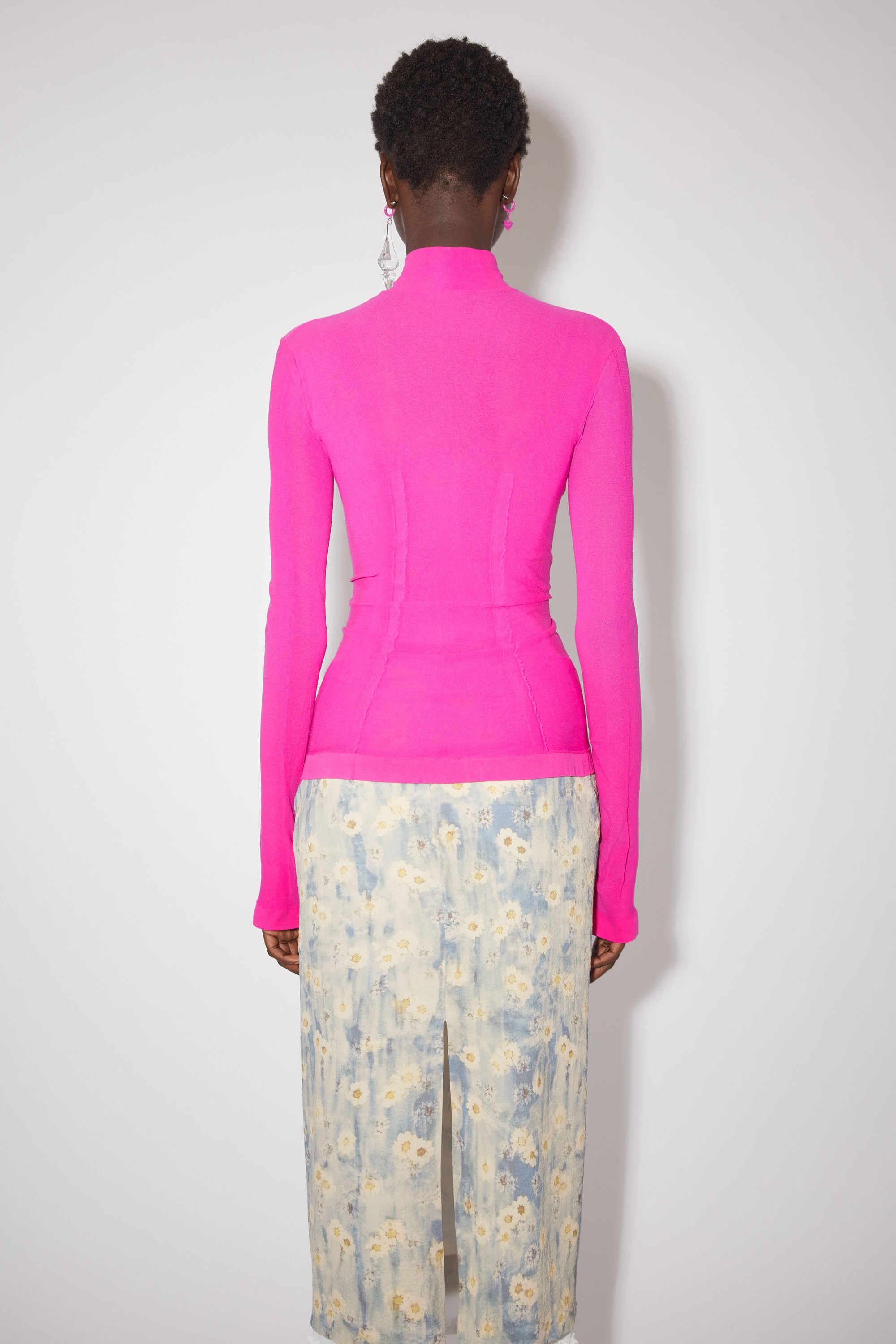 High neck seamless top - Fuchsia pink - 3