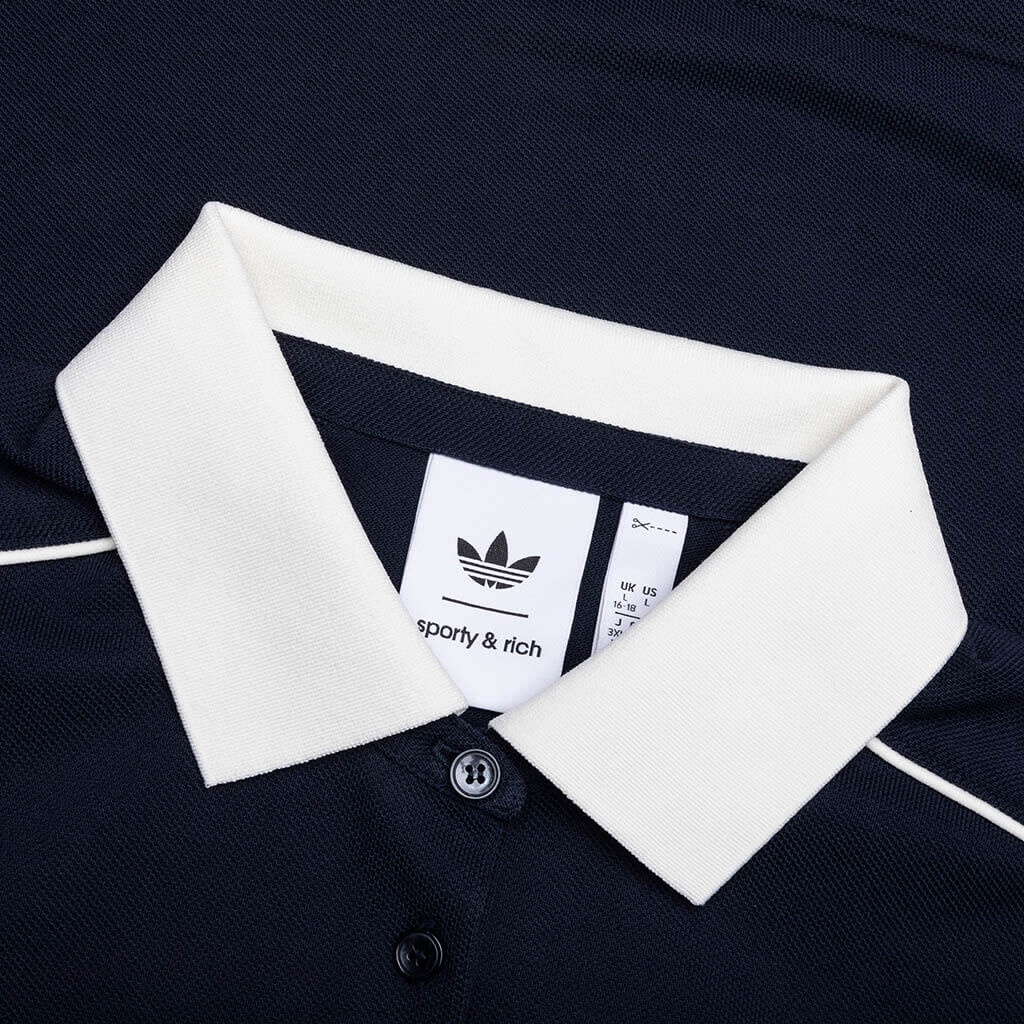 WOMEN'S ADIDAS X SPORTY & RICH POLO T-SHIRT - NIGHT NAVY - 3