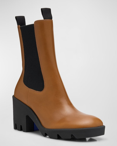 Burberry Stride Leather Lug-Sole Chelsea Booties outlook