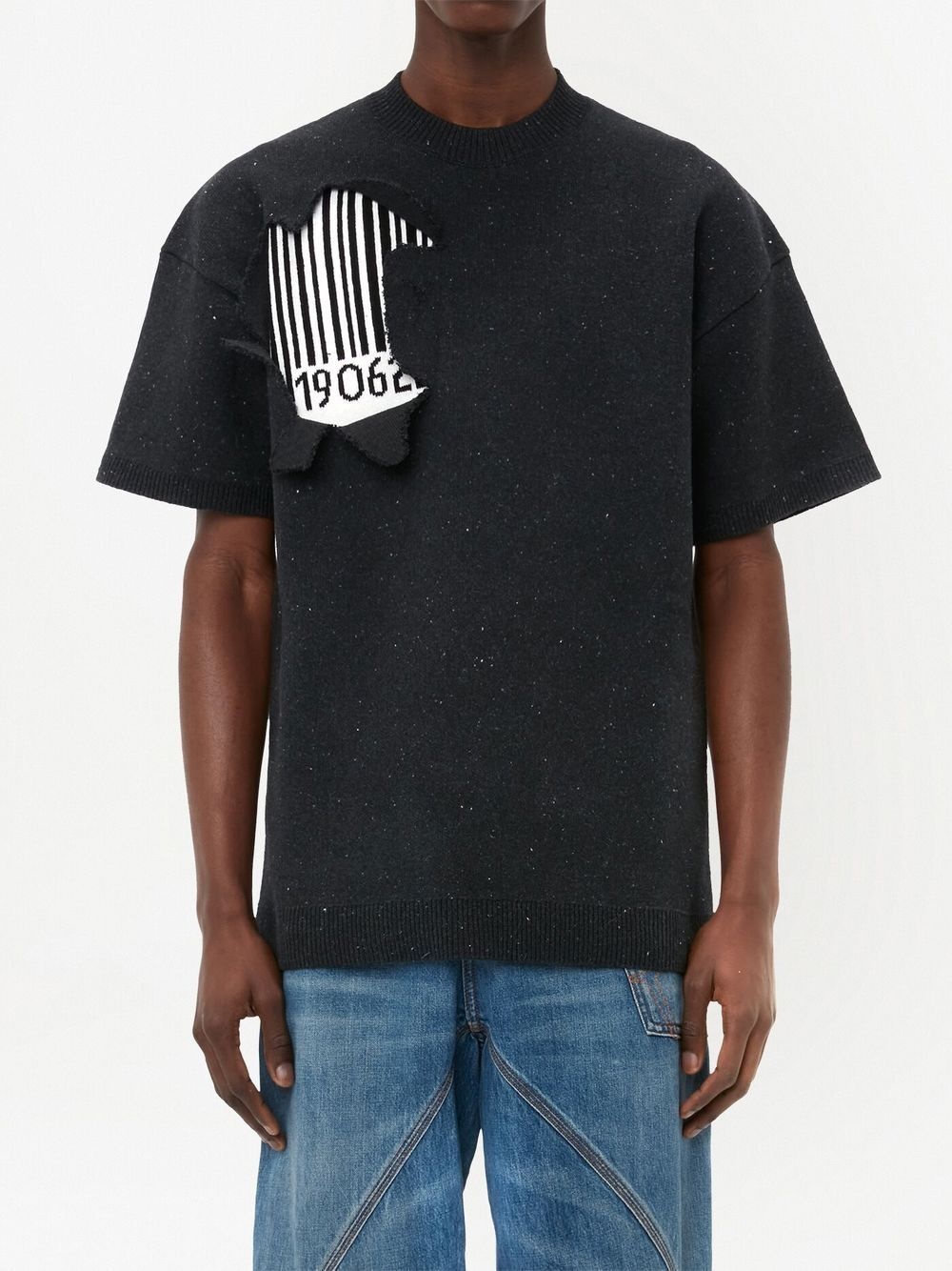 BARCODE-PRINT SHORT-SLEEVED SWEATSHIRT - 2