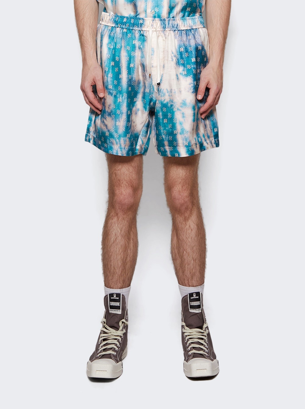 Bleached MA Paisley Silk Shorts Aqua - 3