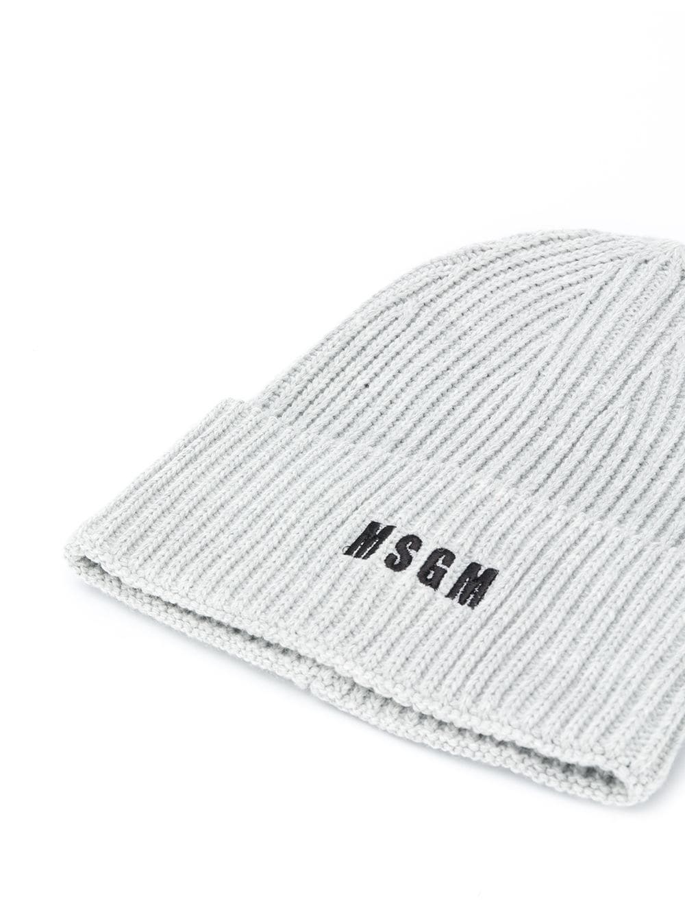 logo-embroidered ribbed knit beanie - 2