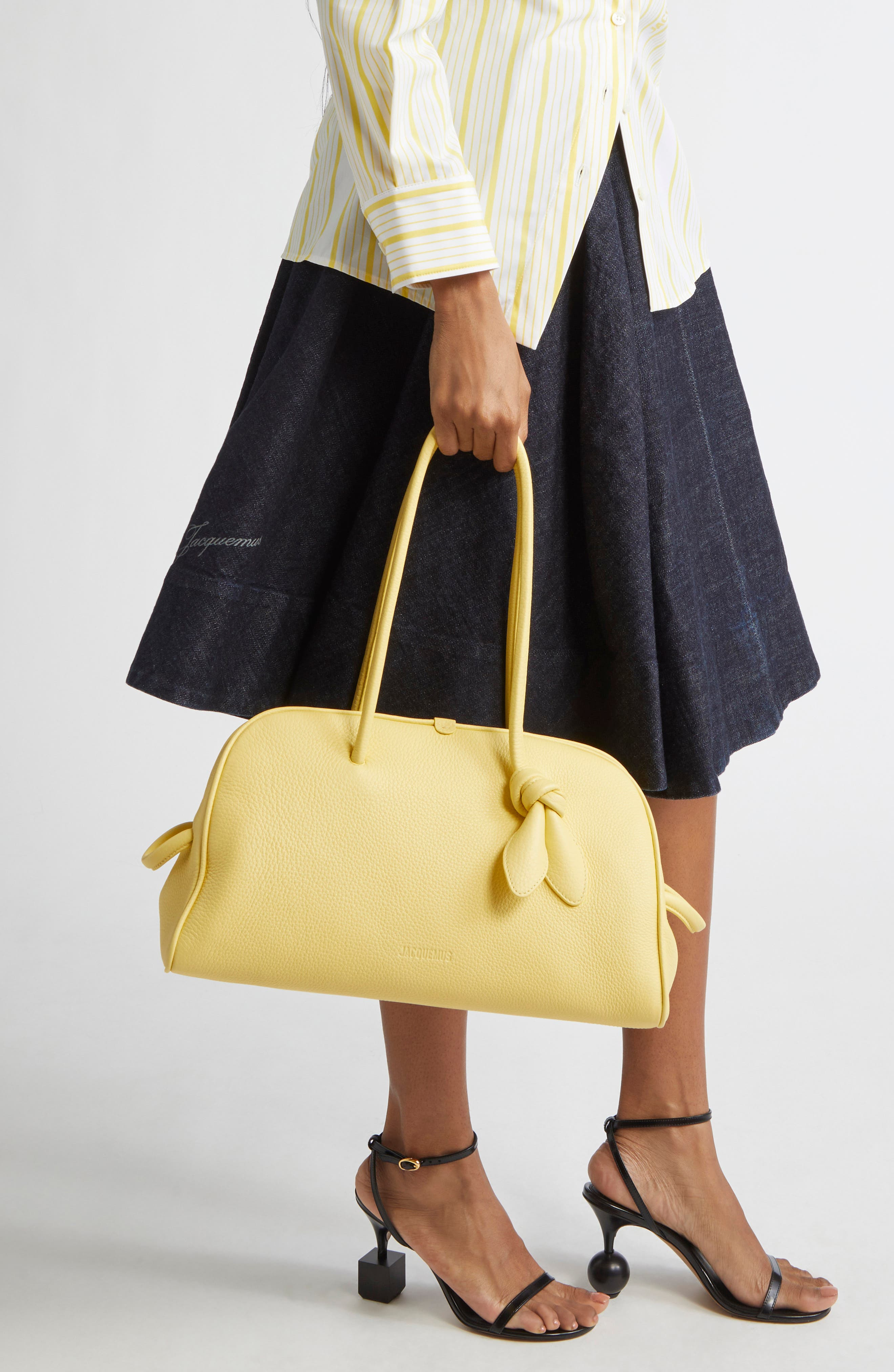 Jacquemus Le Turismo Leather Bowling Bag in Light Yellow at Nordstrom - 3