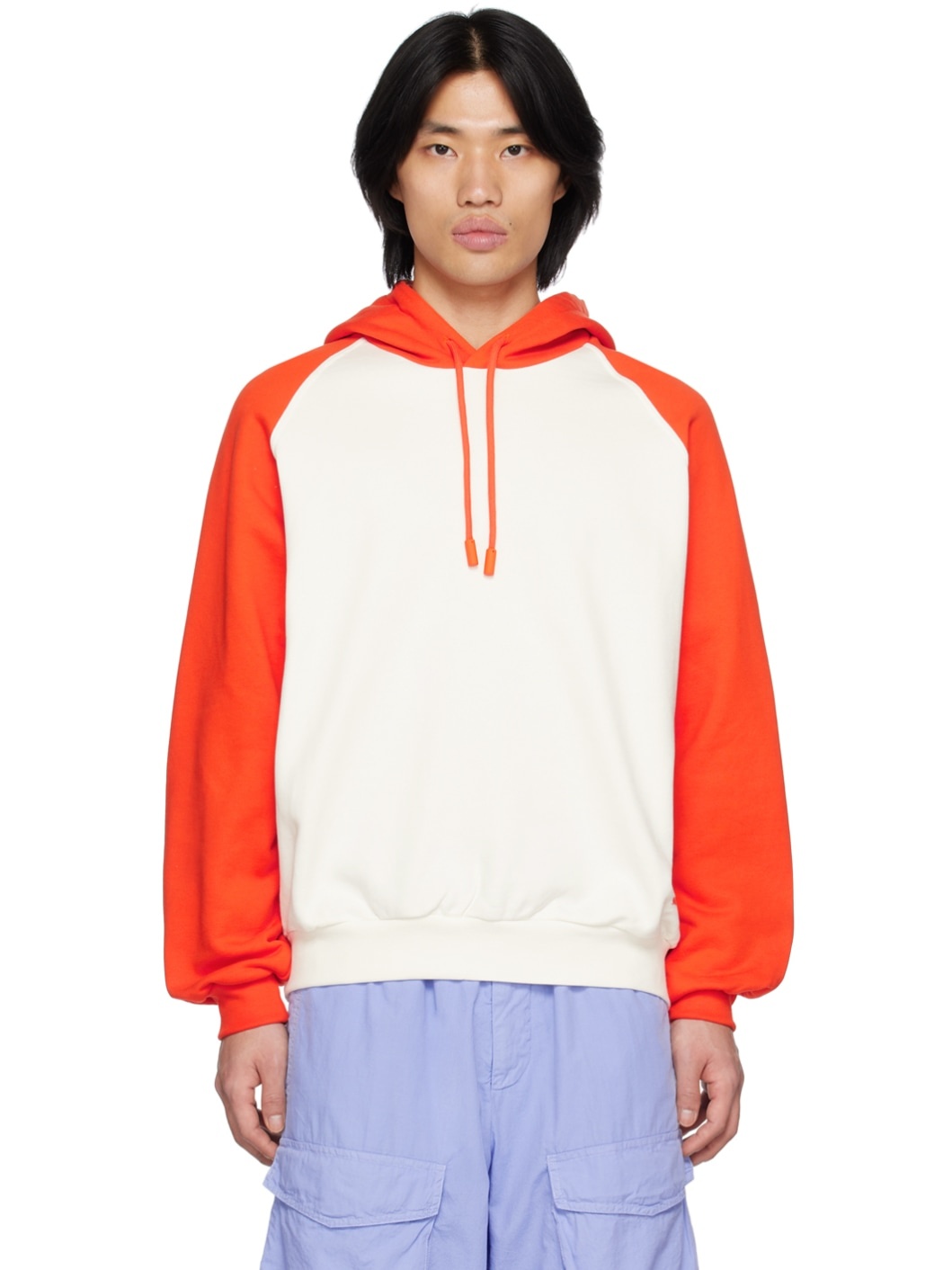 White & Orange Raglan Hoodie - 1