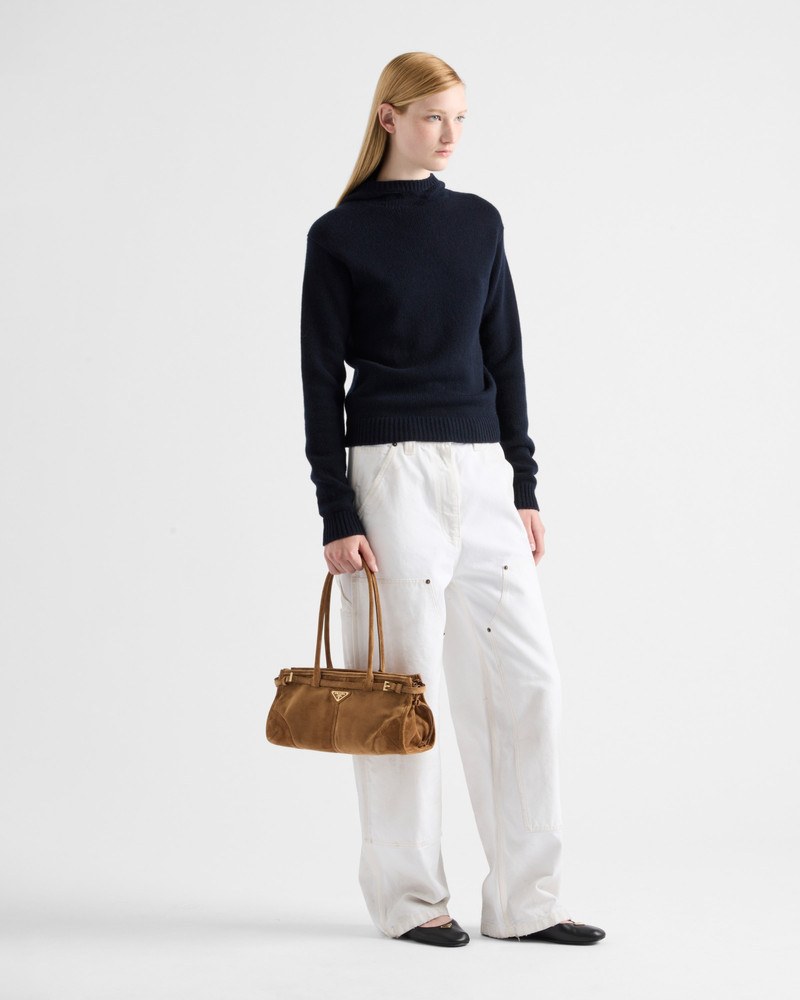 Prada Bonnie medium suede handbag 8