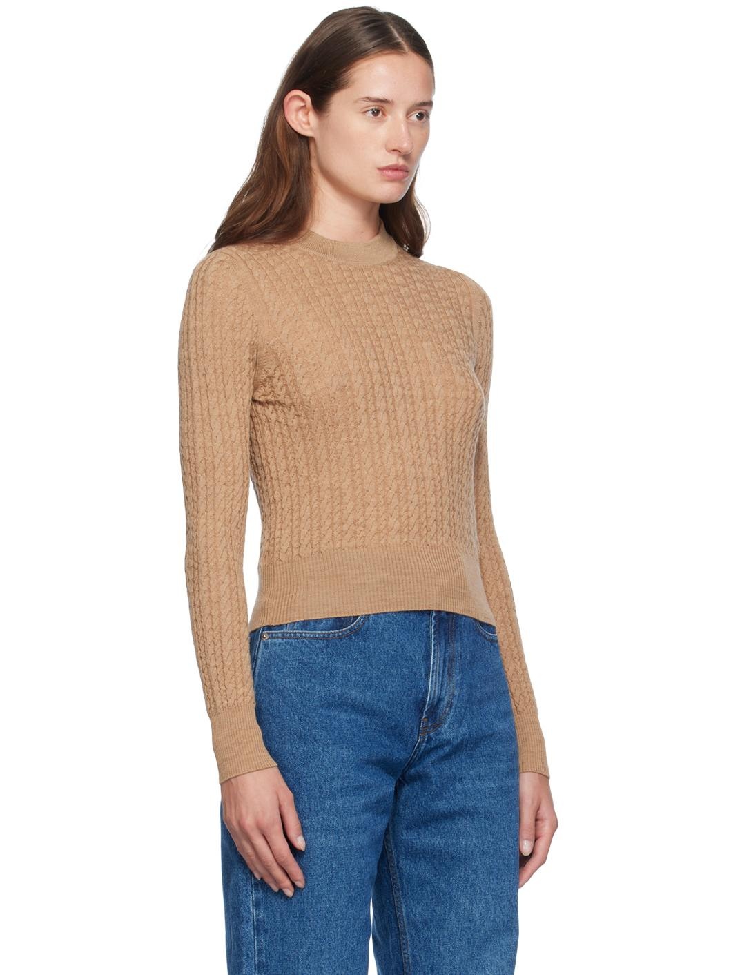 Beige Cable Knit Sweater - 2