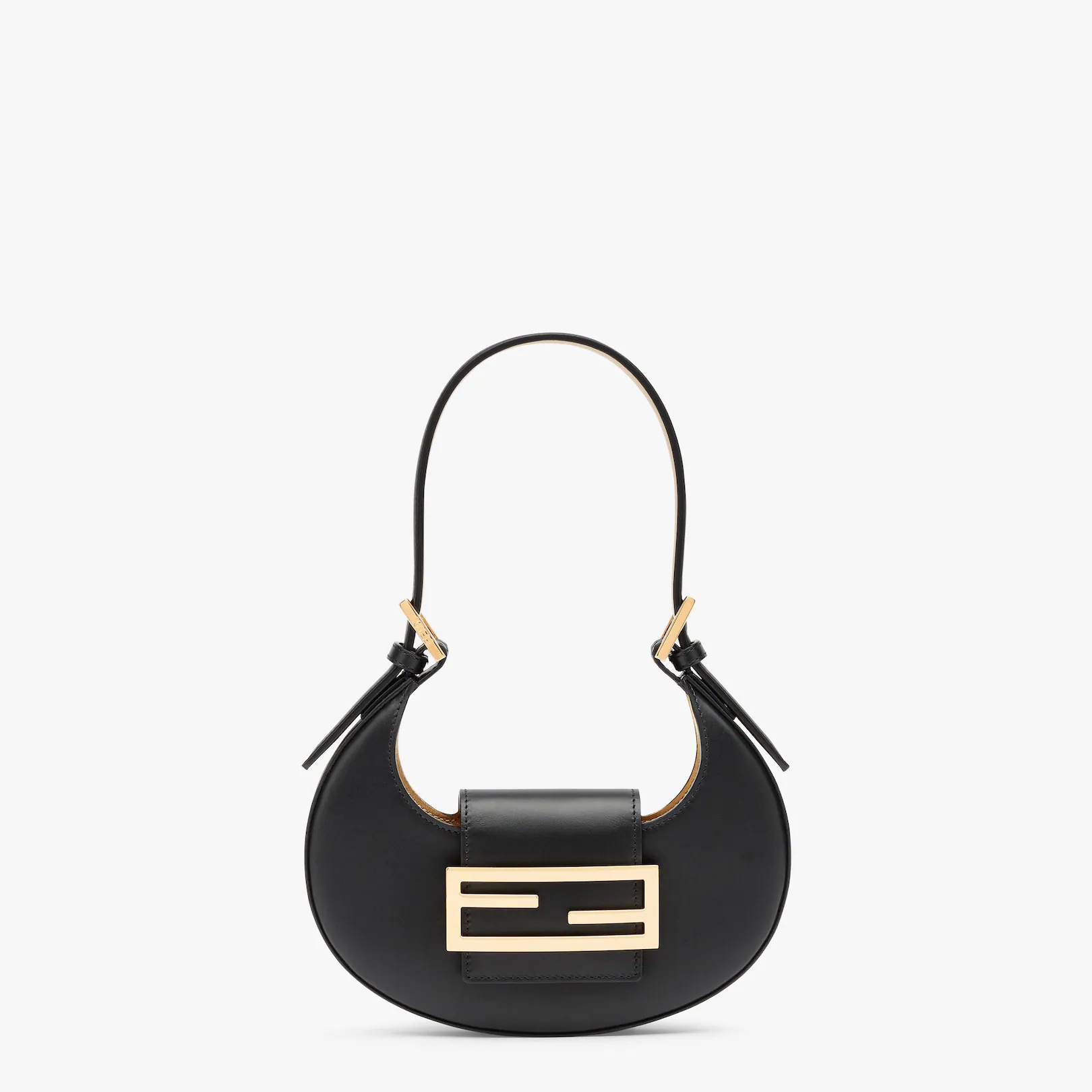 Fendi Cookie mini hobo bag made of black leather decorated with an FF clasp Lined internal compartme - 1