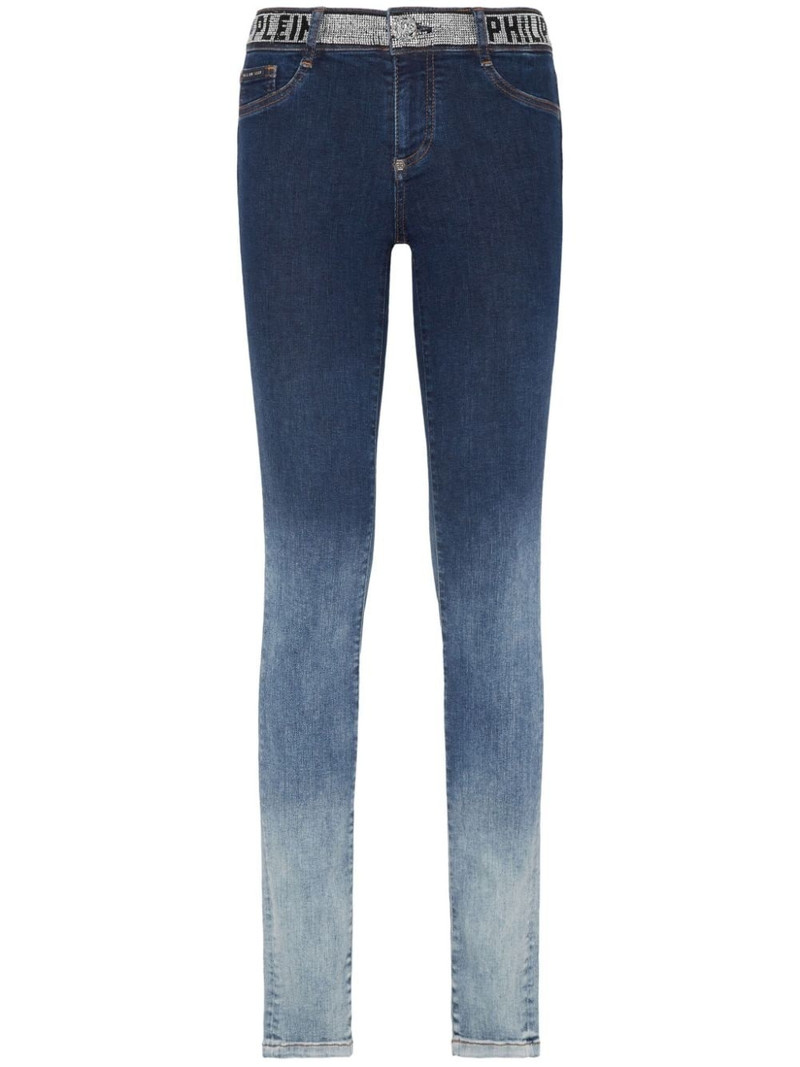 rhinestone-embellished gradient-effect jeans 1