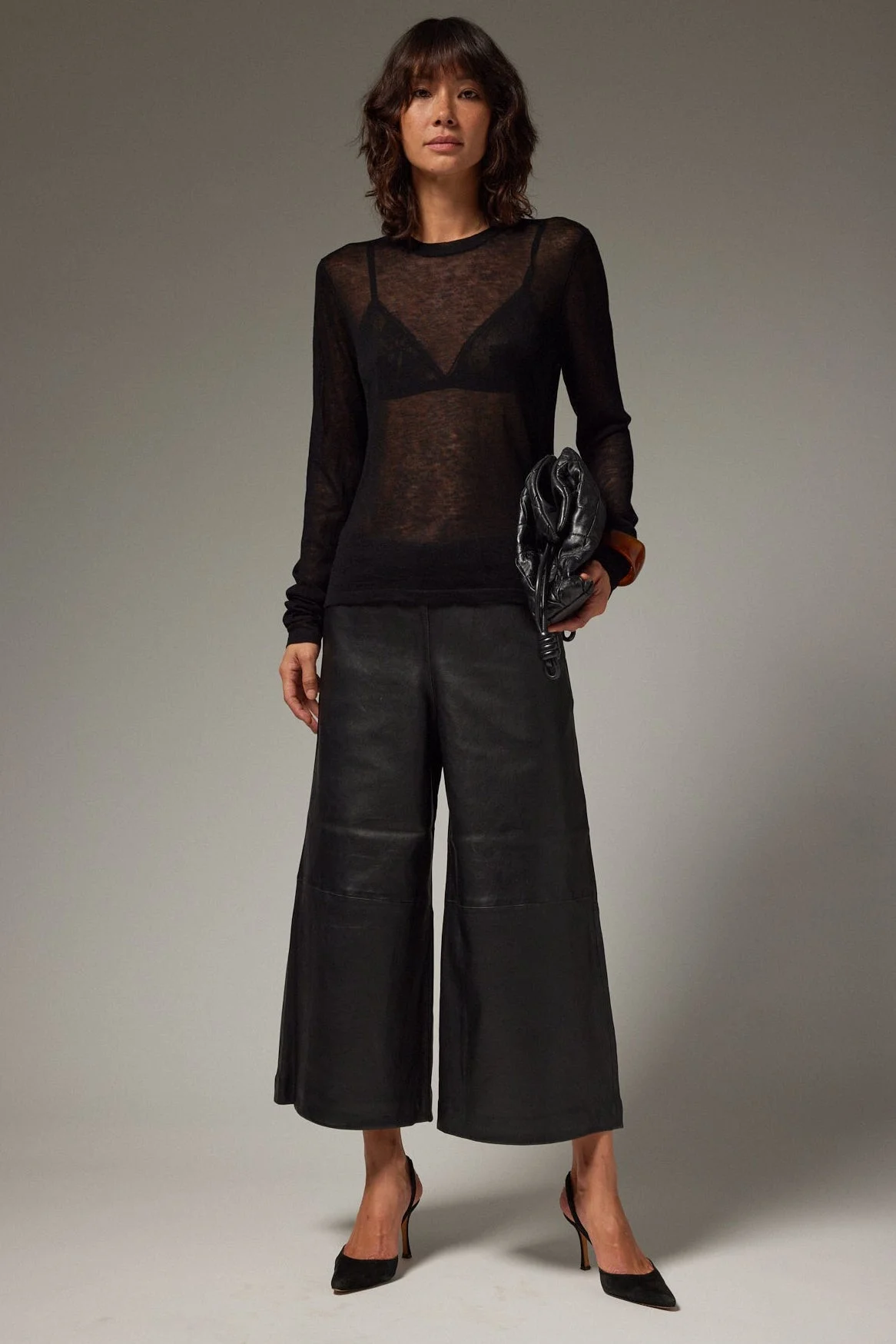 STRETCH LEATHER CULOTTE - 1